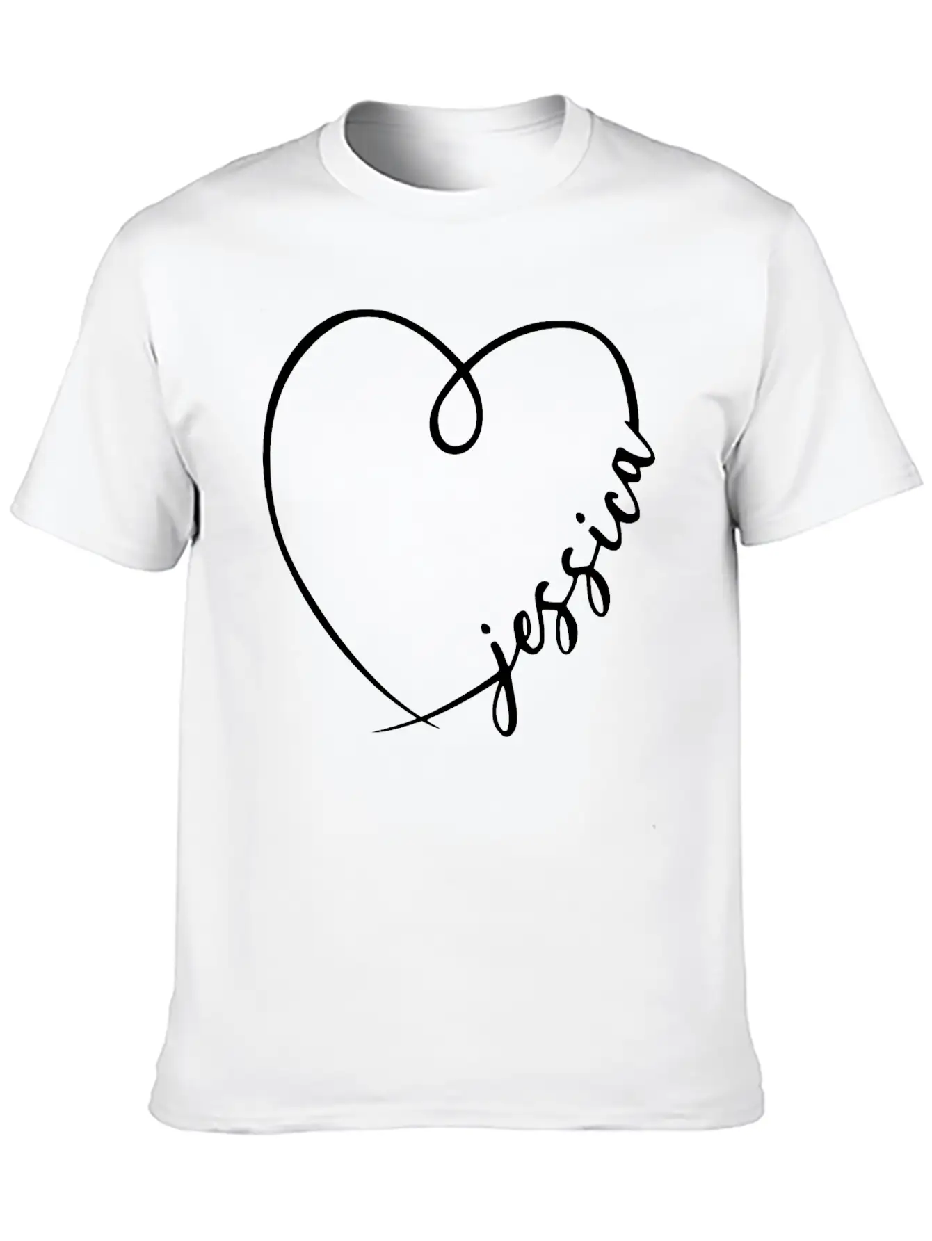 Jessica Name Heart Calligraphy Basic Graphic T-Shirt ¨C Daily Comfort In Soft Cotton