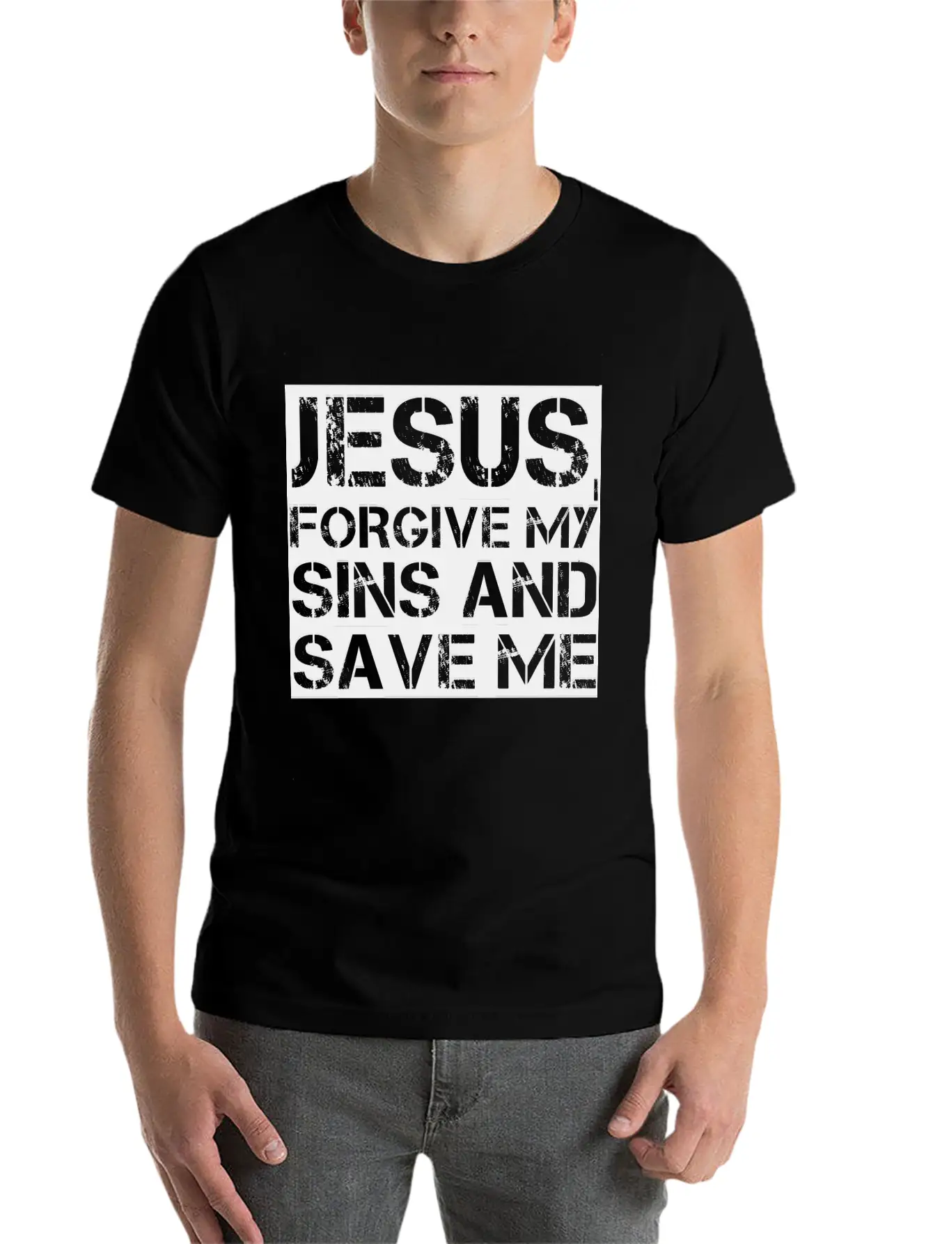 Jesus, Forgive My Sins And Save Me Essential Cotton Tee For Daily Outfits ¨C Unisex Style
