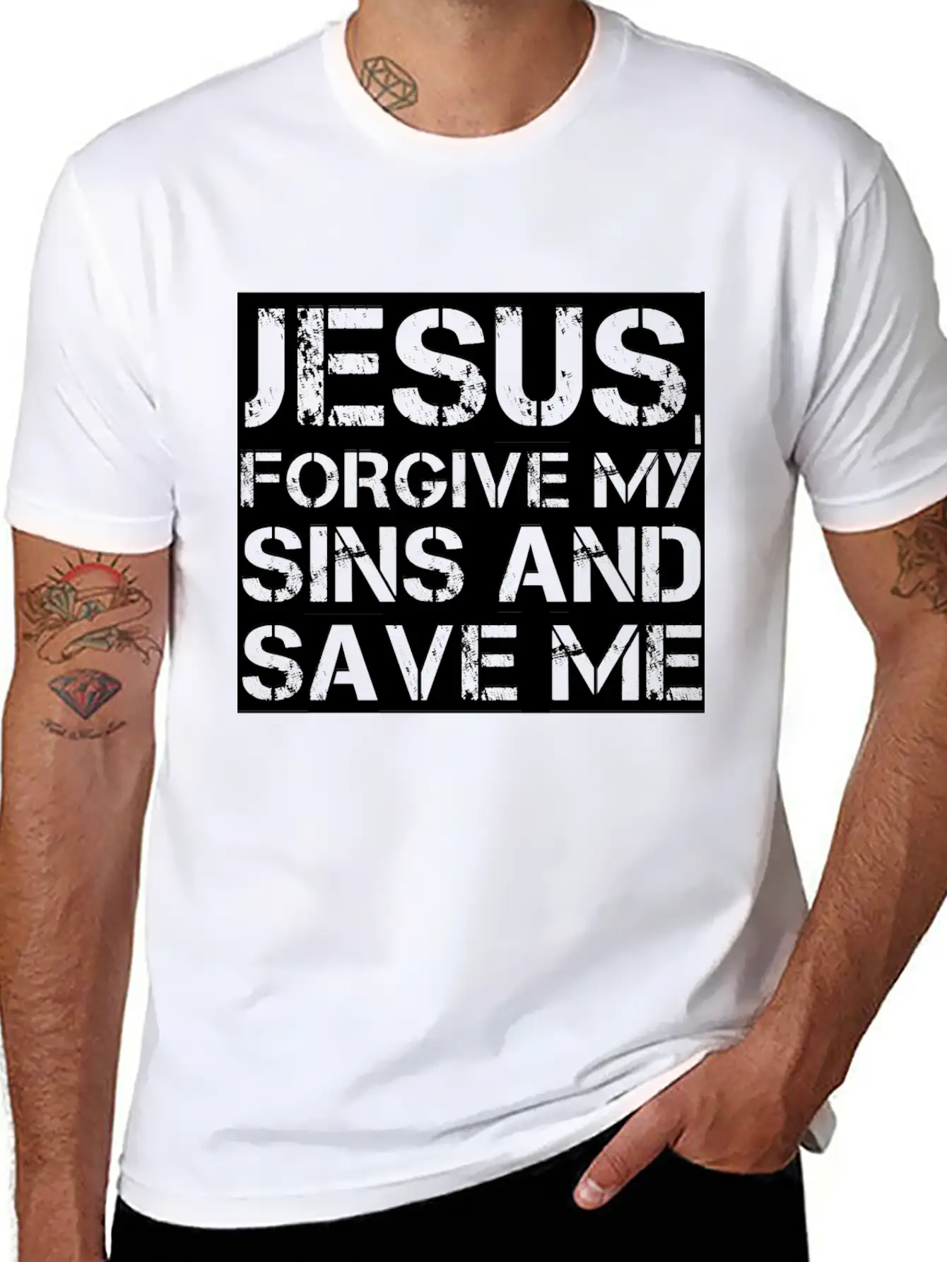Jesus, Forgive My Sins And Save Me Essential Cotton Tee For Daily Outfits ¨C Unisex Style