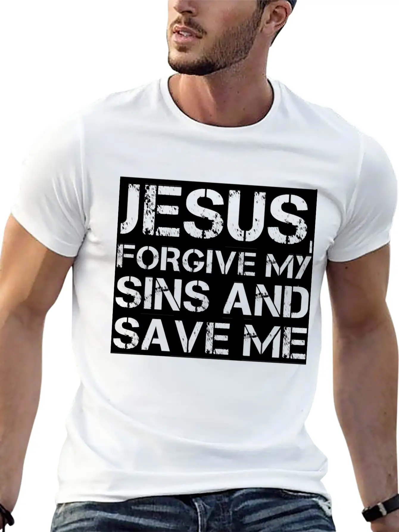 Jesus, Forgive My Sins And Save Me Essential Cotton Tee For Daily Outfits ¨C Unisex Style