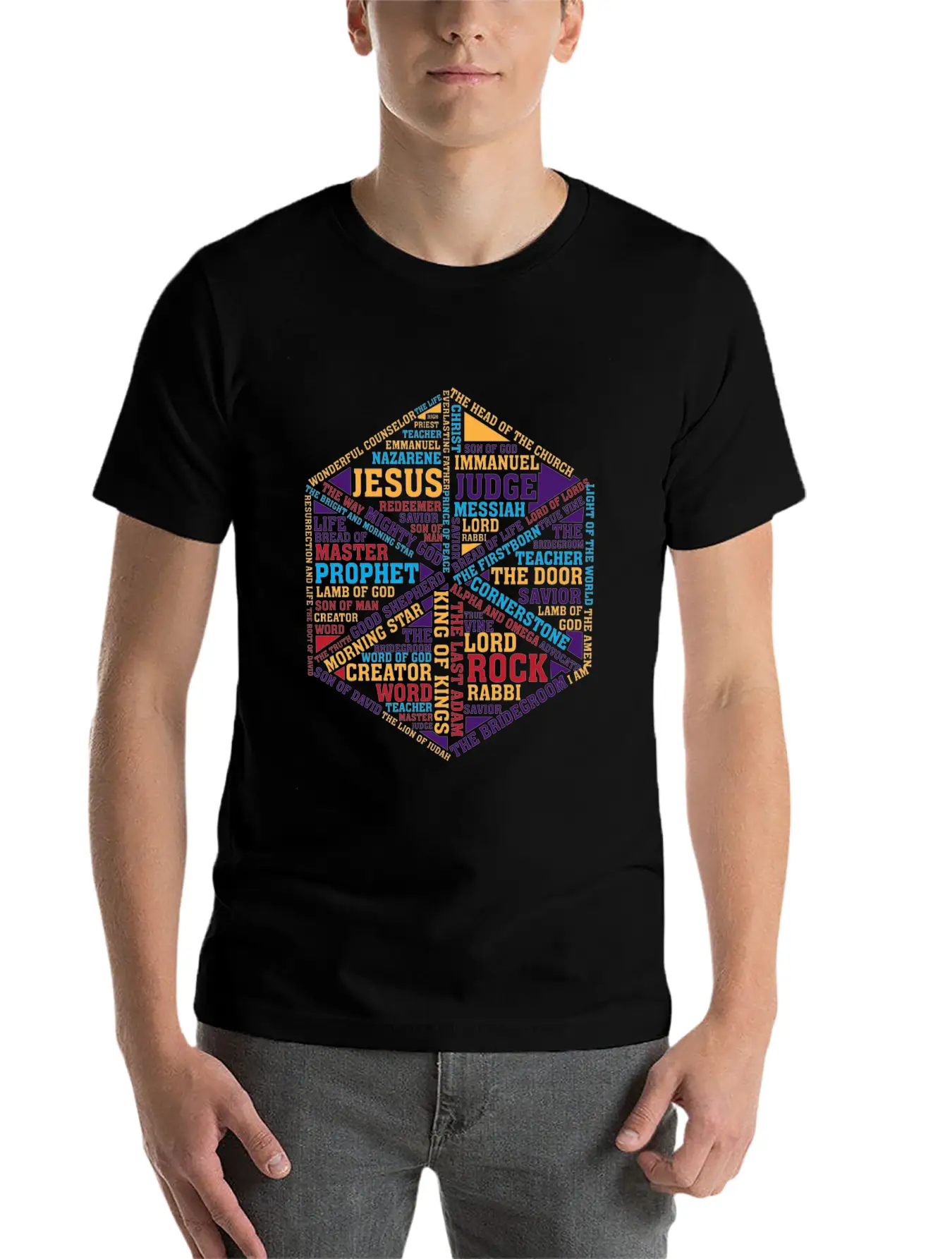 Jesus Names In Glass Tee - Faith's Prism Soft Cotton Short Sleeve Tee ¨C Unisex Wardrobe Staple