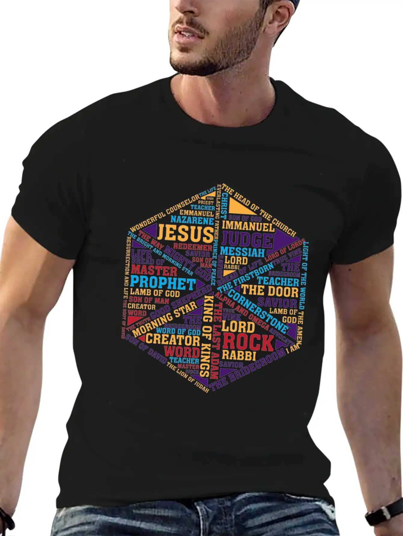 Jesus Names In Glass Tee - Faith's Prism Soft Cotton Short Sleeve Tee ¨C Unisex Wardrobe Staple