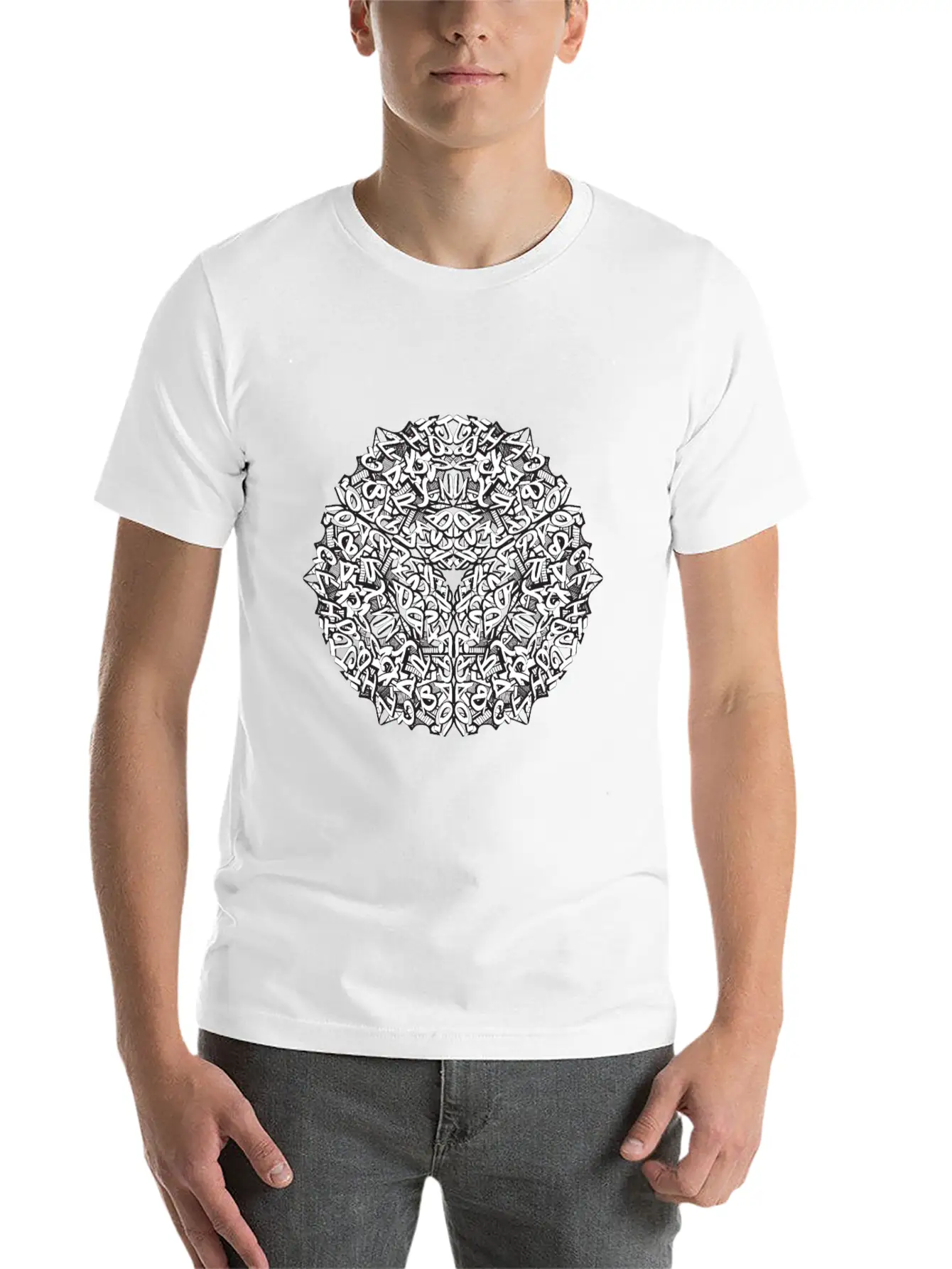 Jewelry Calligraphy Graffiti Alphabet Essential Cotton Tee For Daily Outfits ¨C Unisex Style