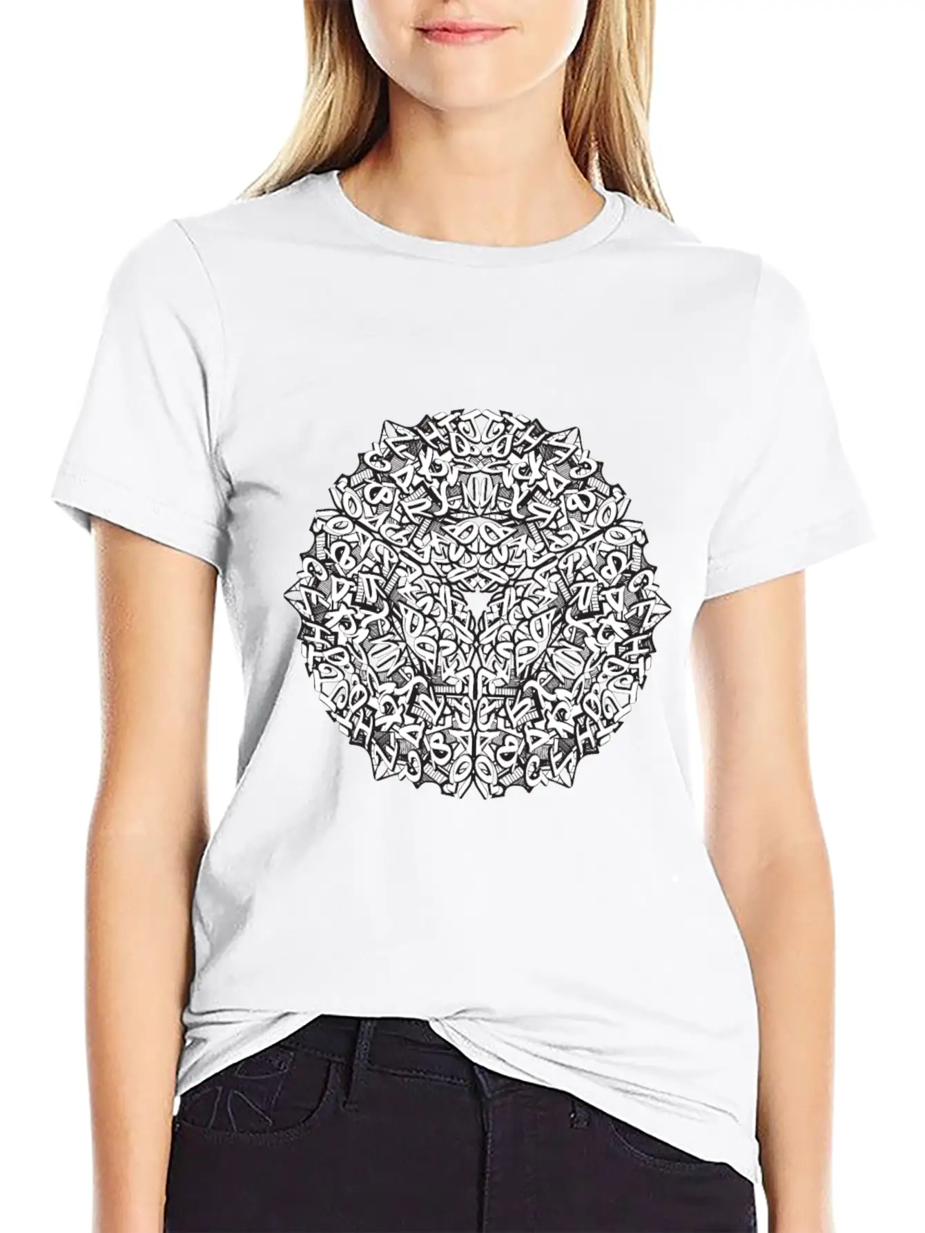 Jewelry Calligraphy Graffiti Alphabet Essential Cotton Tee For Daily Outfits ¨C Unisex Style