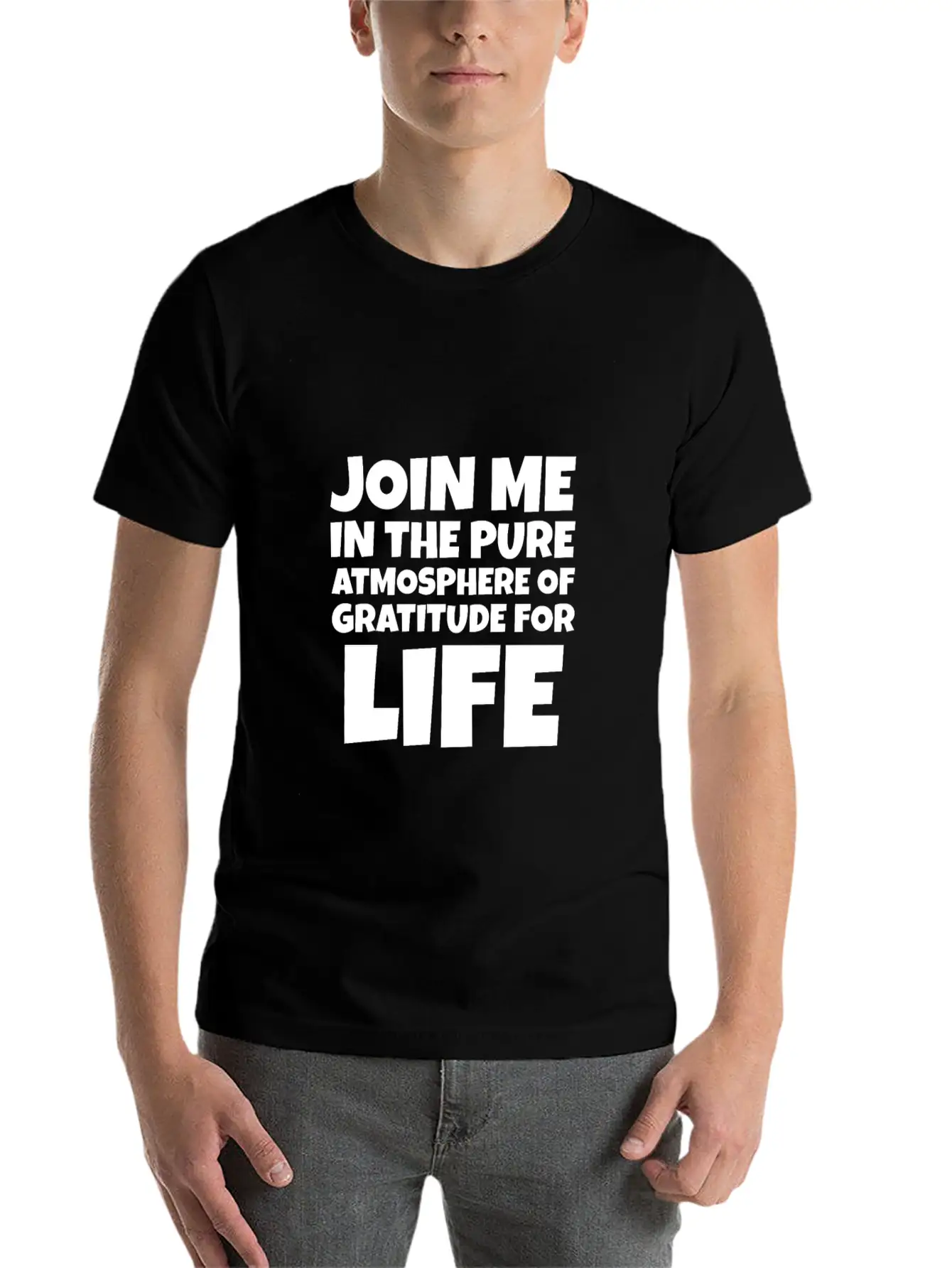 Join Me In The Pure Atmosphere Of Gratitude Basic Graphic T-Shirt ¨C Daily Comfort In Soft Cotton