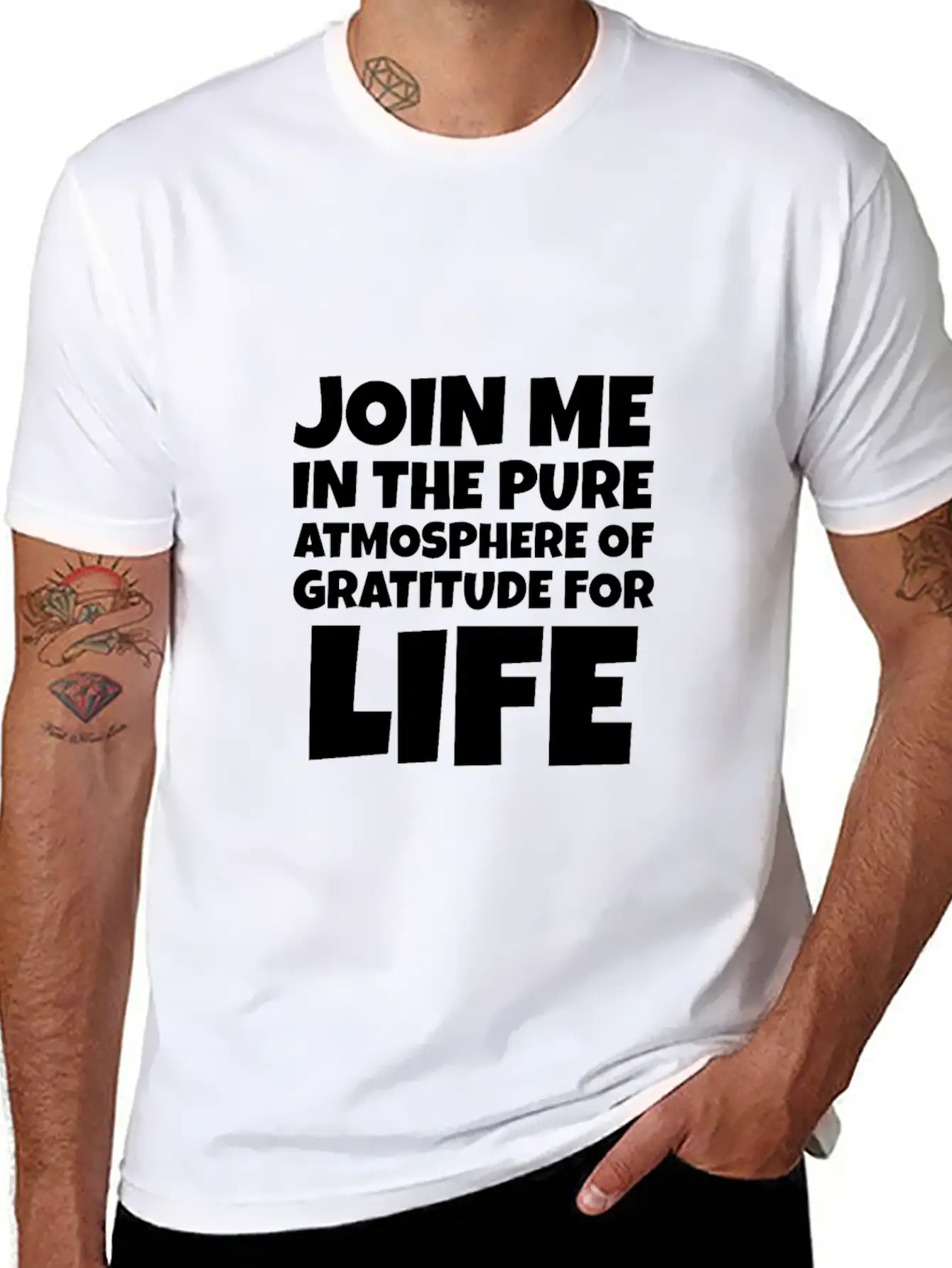 Join Me In The Pure Atmosphere Of Gratitude Basic Graphic T-Shirt ¨C Daily Comfort In Soft Cotton