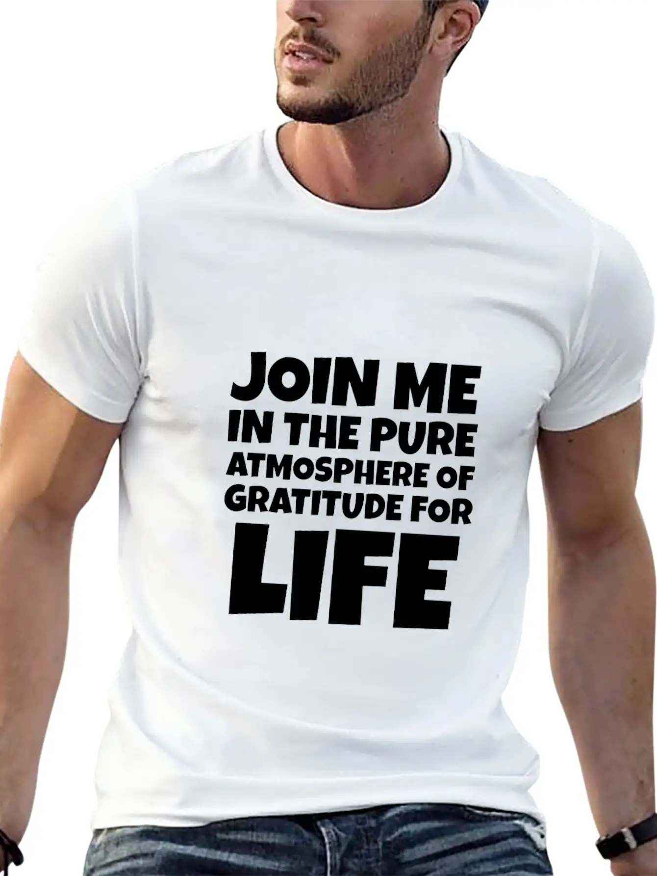 Join Me In The Pure Atmosphere Of Gratitude Basic Graphic T-Shirt ¨C Daily Comfort In Soft Cotton