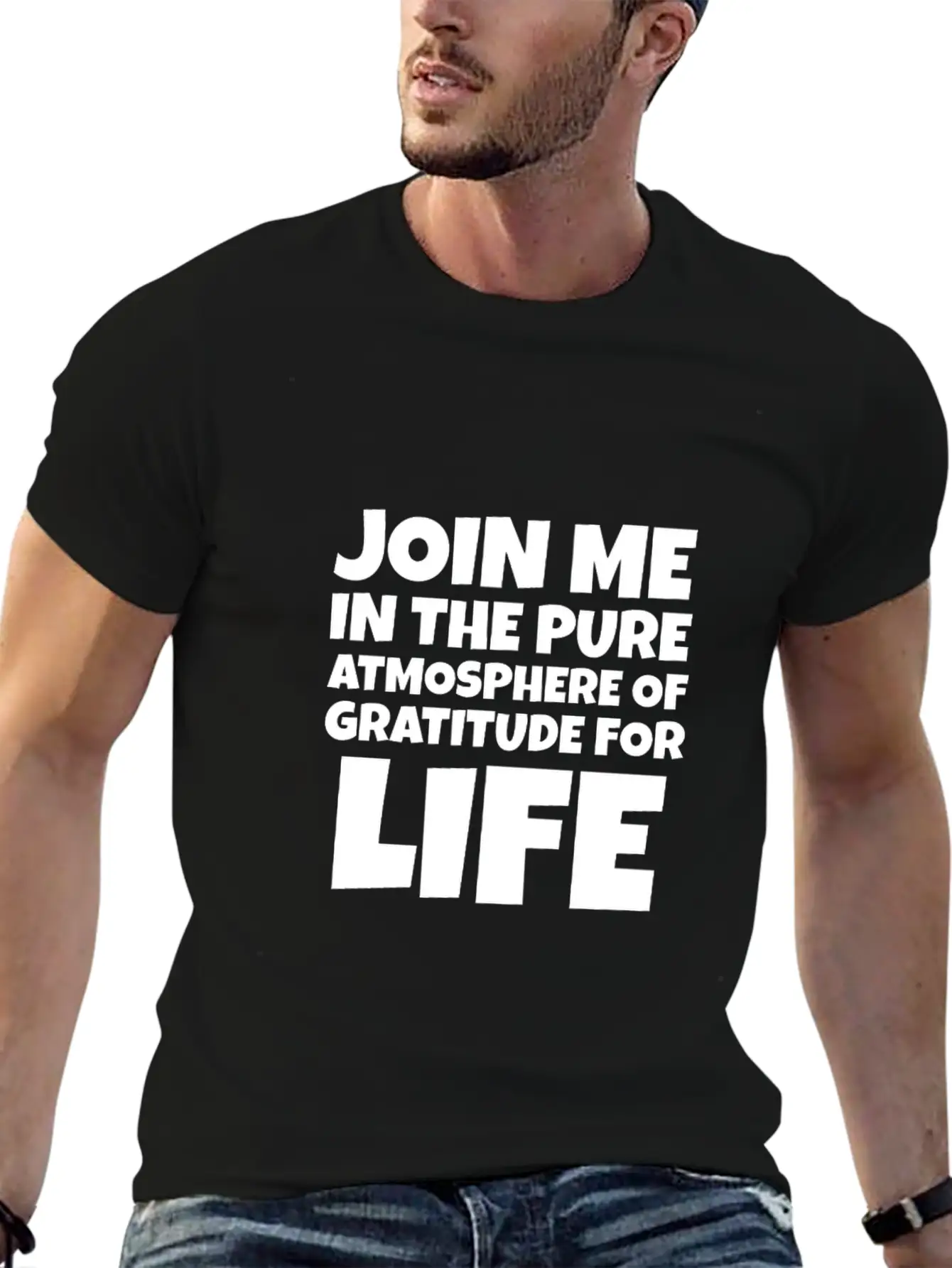 Join Me In The Pure Atmosphere Of Gratitude Basic Graphic T-Shirt ¨C Daily Comfort In Soft Cotton