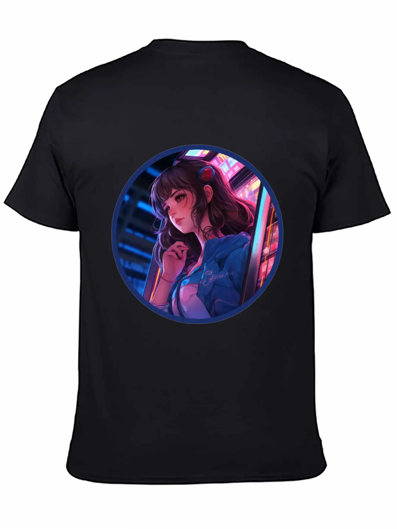 Jukebox Anime Girl Vaporwave Neon Glow Retro Basic Graphic T-Shirt ¨C Daily Comfort In Soft Cotton