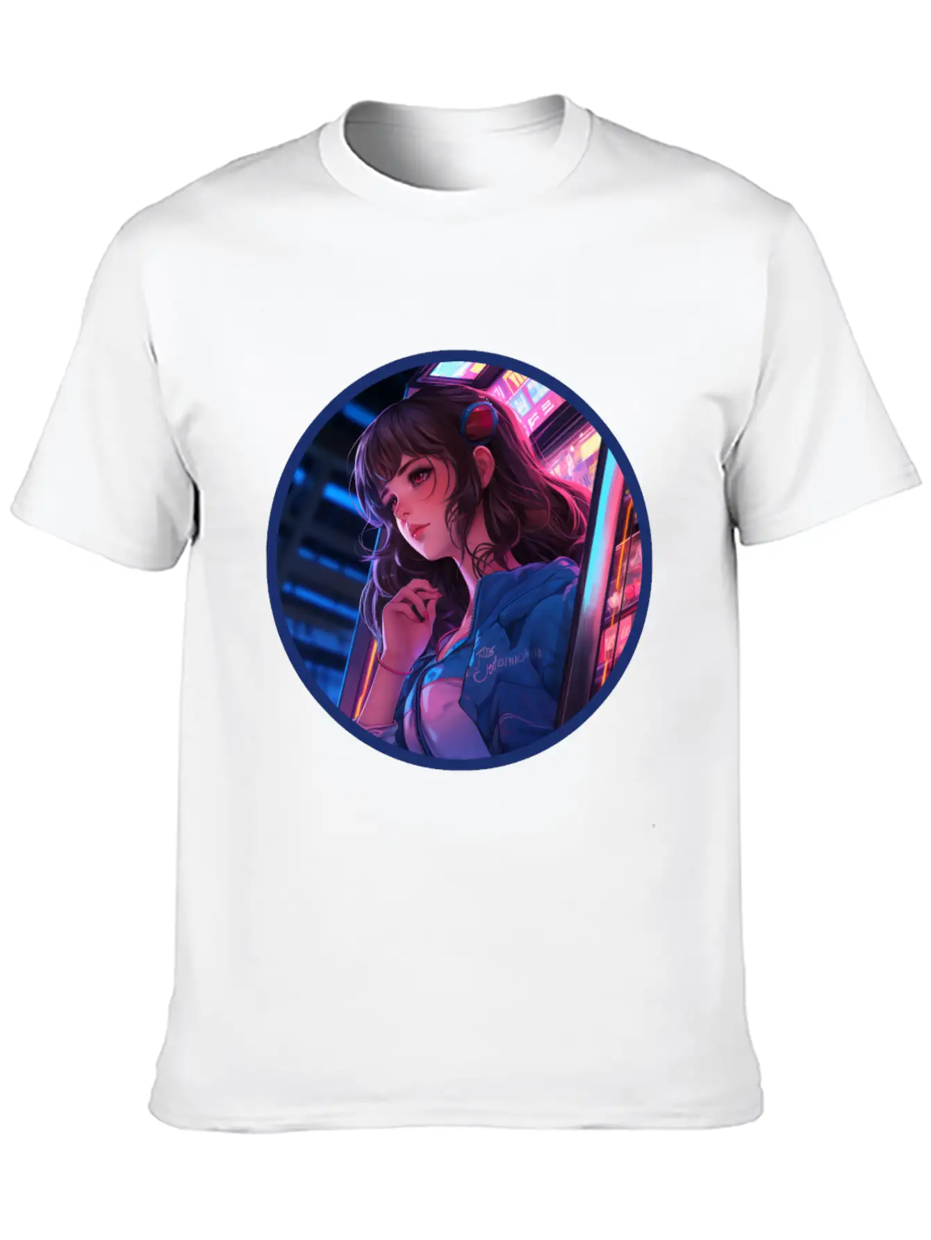 Jukebox Anime Girl Vaporwave Neon Glow Retro Basic Graphic T-Shirt ¨C Daily Comfort In Soft Cotton