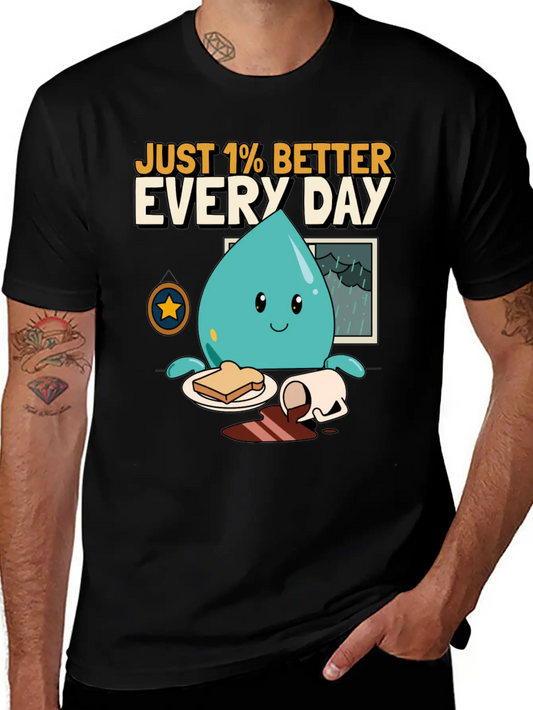 Just 1% Better Every Day Rainy Day Self Love Essential Cotton Tee For Daily Outfits ¨C Unisex Style
