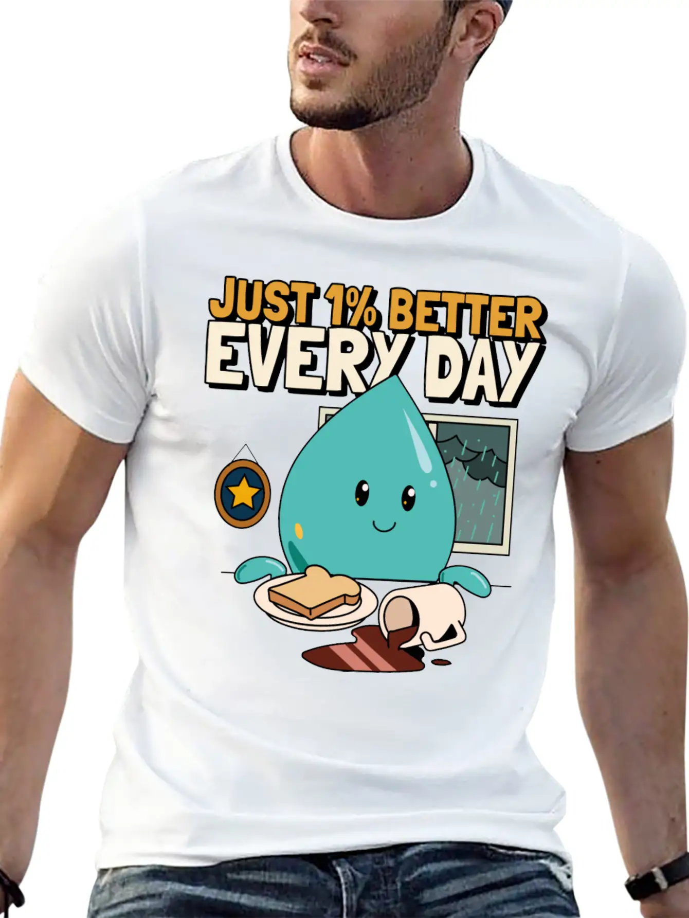 Just 1% Better Every Day Rainy Day Self Love Essential Cotton Tee For Daily Outfits ¨C Unisex Style