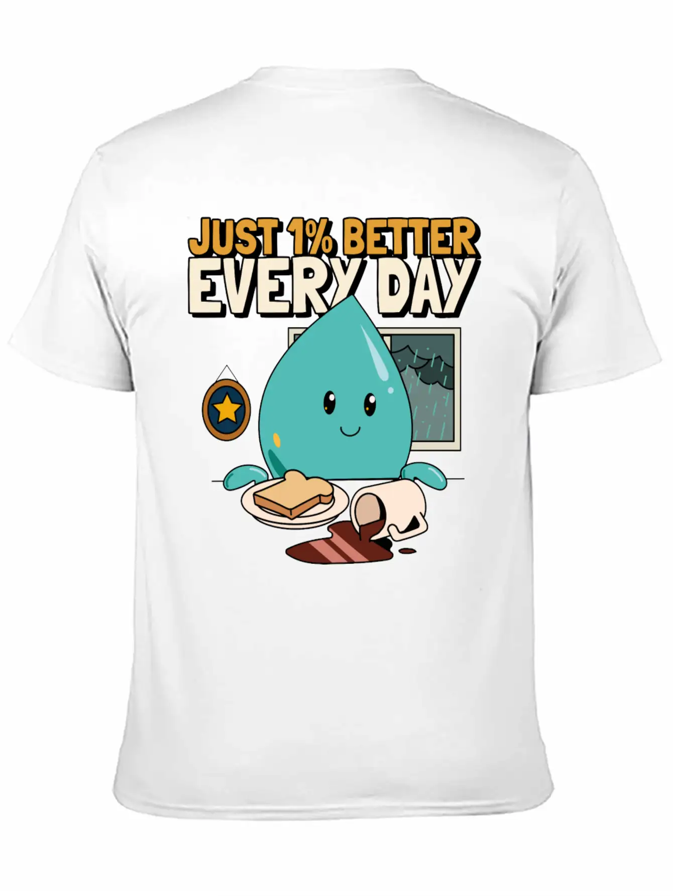 Just 1% Better Every Day Rainy Day Self Love Essential Cotton Tee For Daily Outfits ¨C Unisex Style