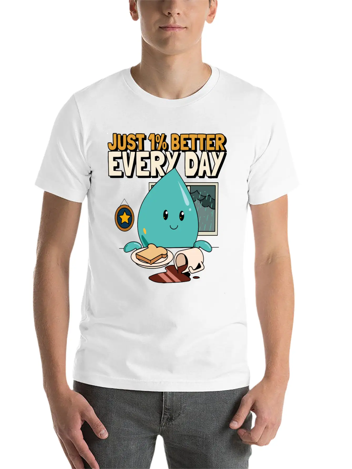 Just 1% Better Every Day Rainy Day Self Love Essential Cotton Tee For Daily Outfits ¨C Unisex Style