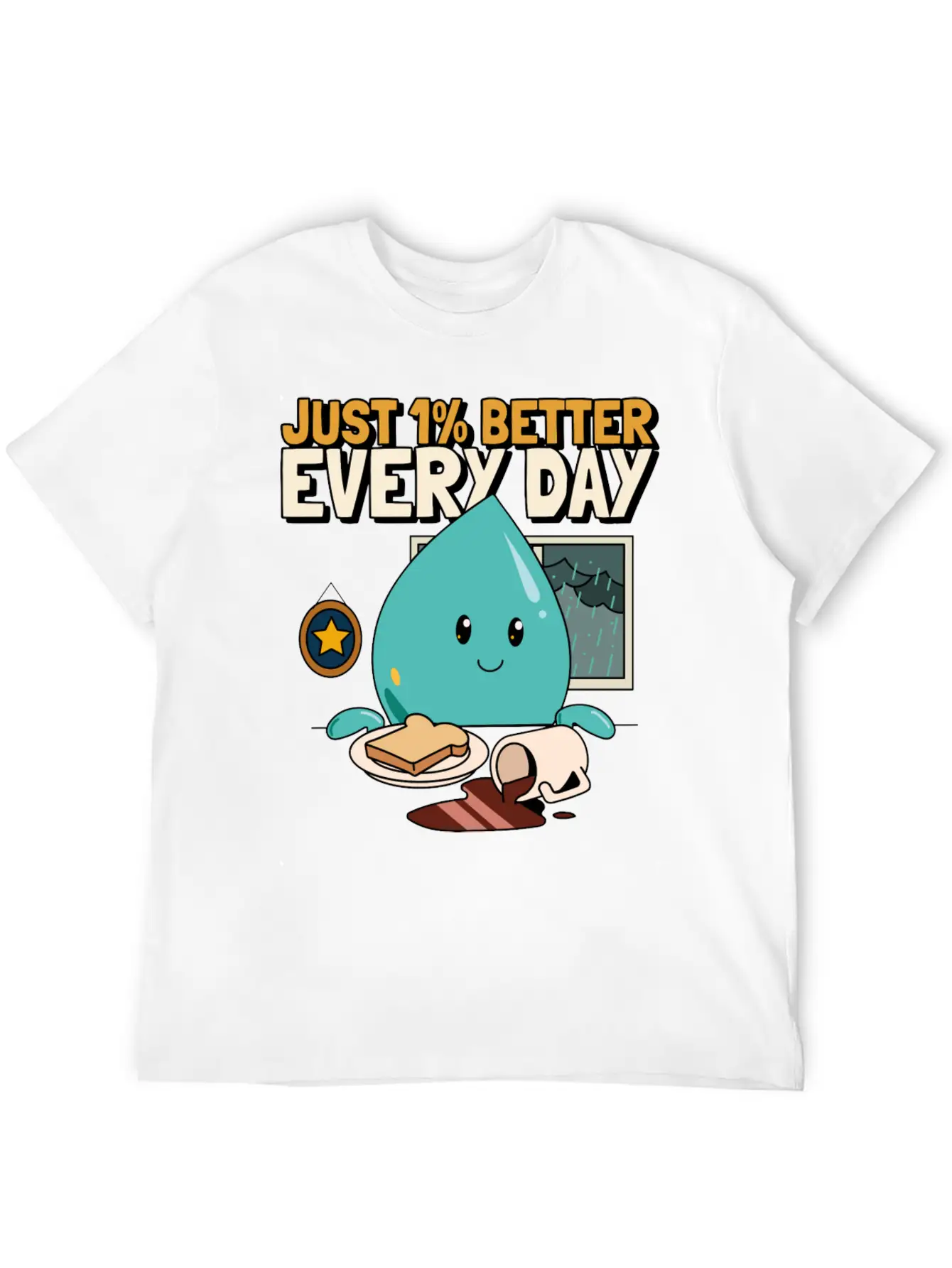 Just 1% Better Every Day Rainy Day Self Love Essential Cotton Tee For Daily Outfits ¨C Unisex Style