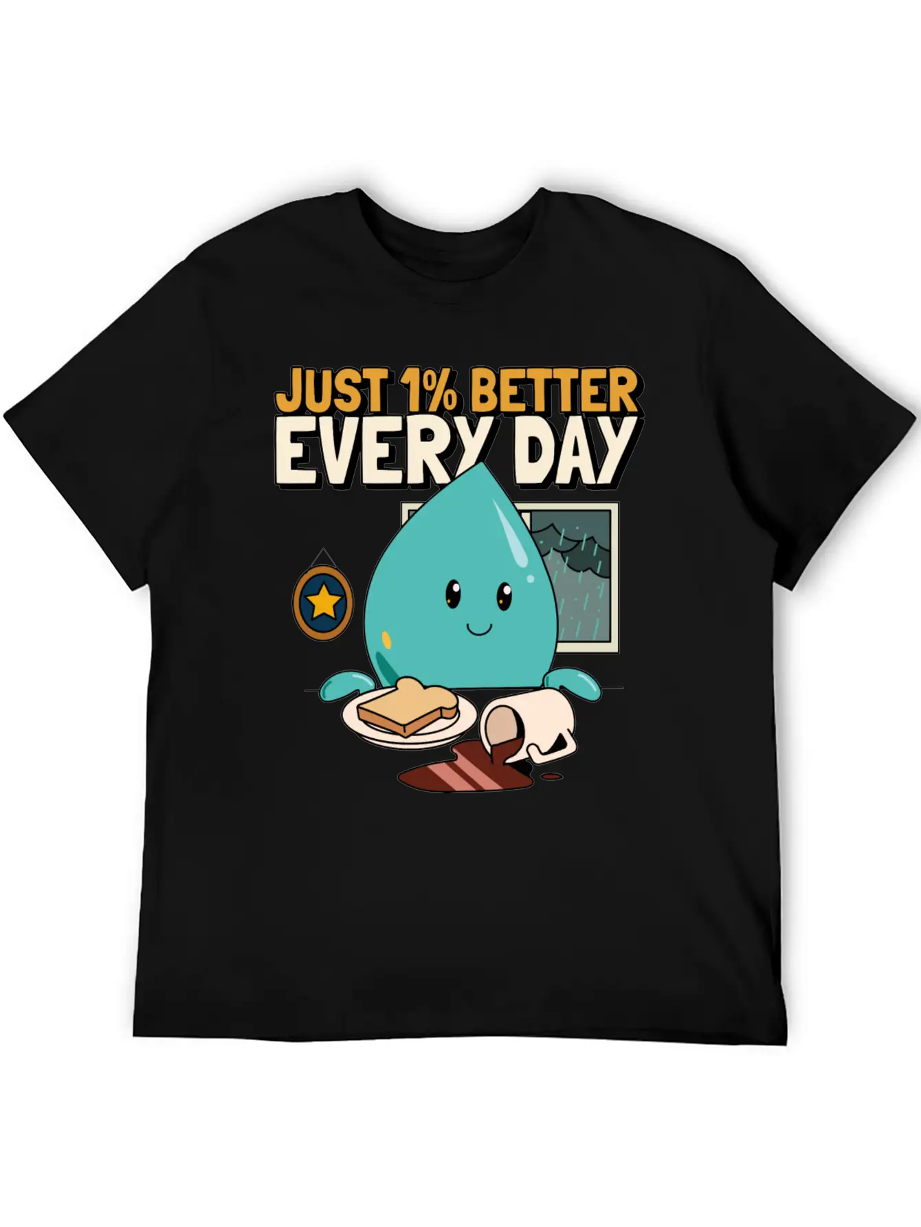 Just 1% Better Every Day Rainy Day Self Love Essential Cotton Tee For Daily Outfits ¨C Unisex Style