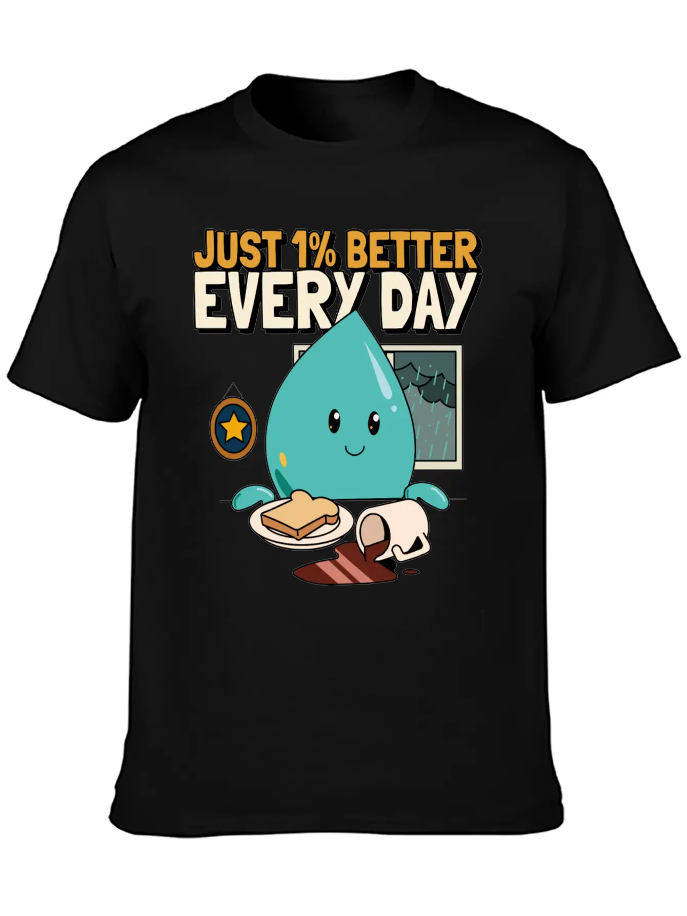 Just 1% Better Every Day Rainy Day Self Love Essential Cotton Tee For Daily Outfits ¨C Unisex Style