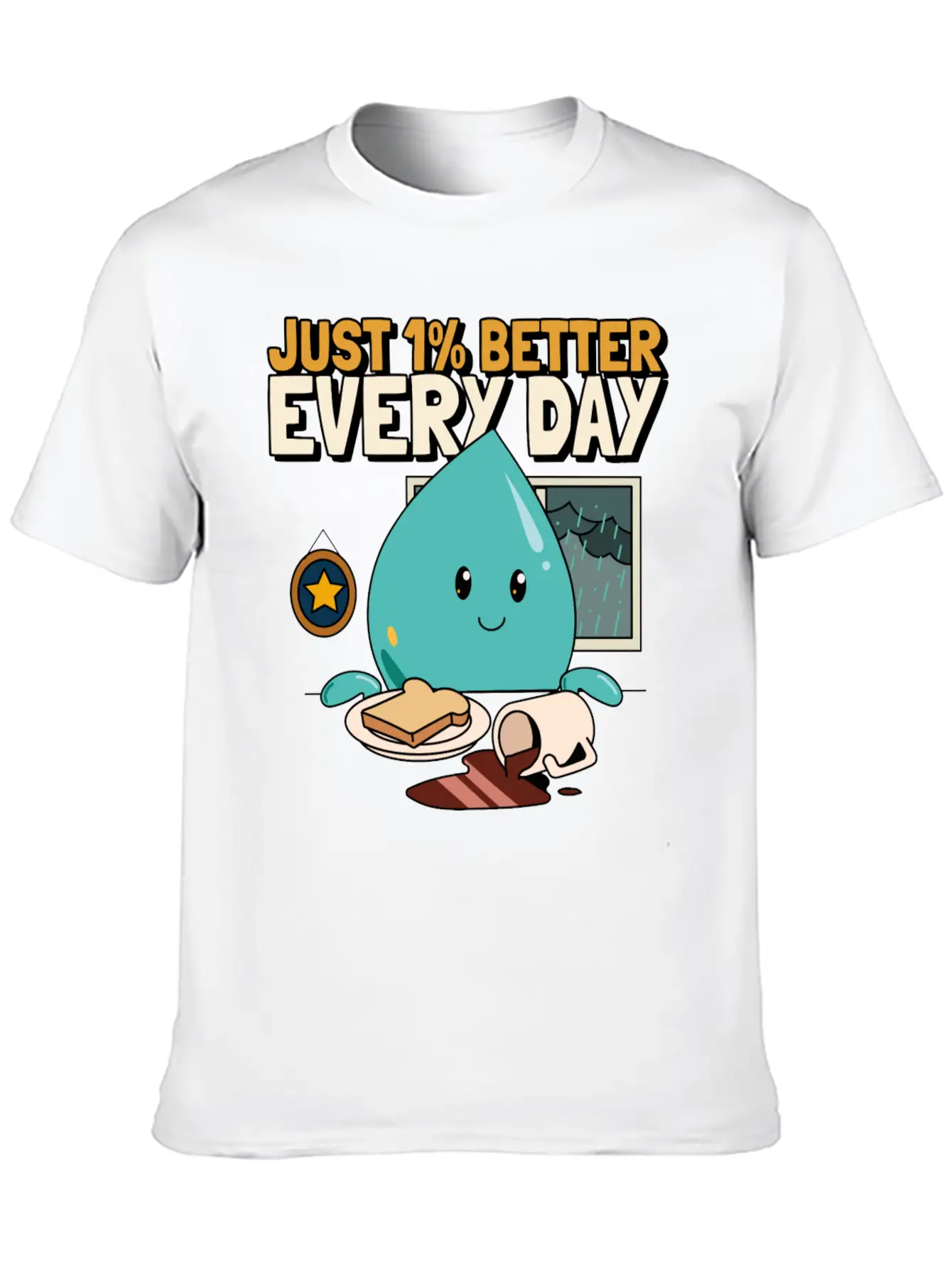 Just 1% Better Every Day Rainy Day Self Love Essential Cotton Tee For Daily Outfits ¨C Unisex Style