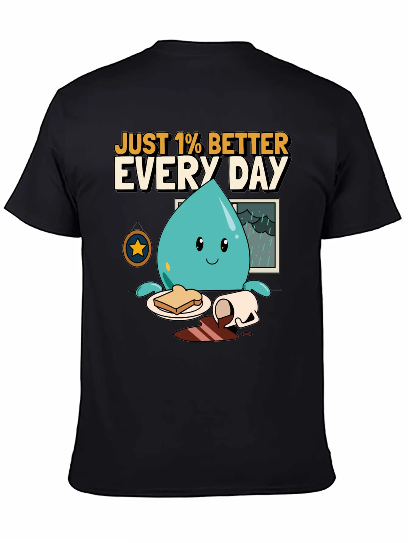 Just 1% Better Every Day Rainy Day Self Love Essential Cotton Tee For Daily Outfits ¨C Unisex Style
