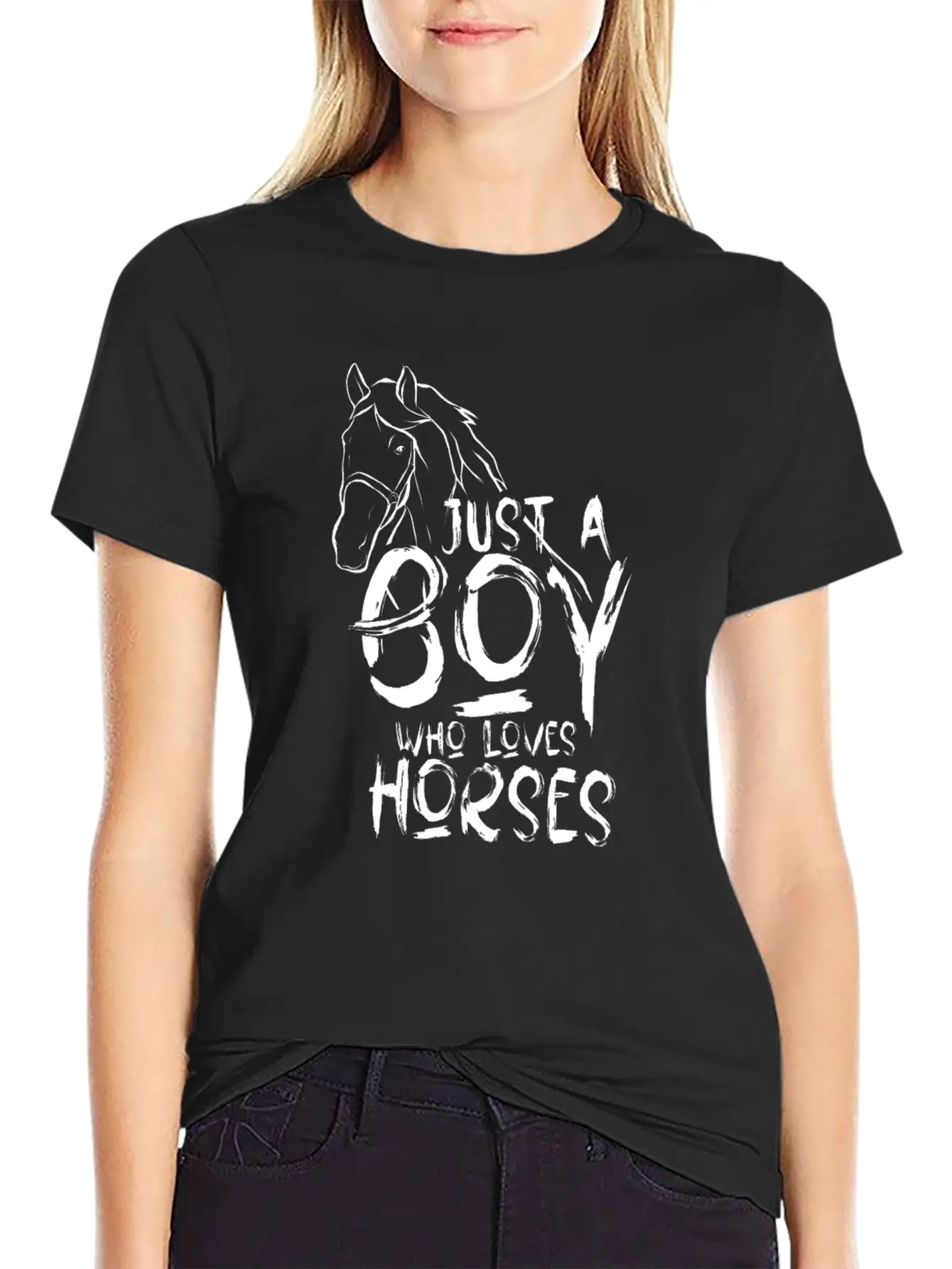 Just A Boy Who Loves Horses Horseman Horse Rider Basic Graphic T-Shirt ¨C Daily Comfort In Soft Cotton