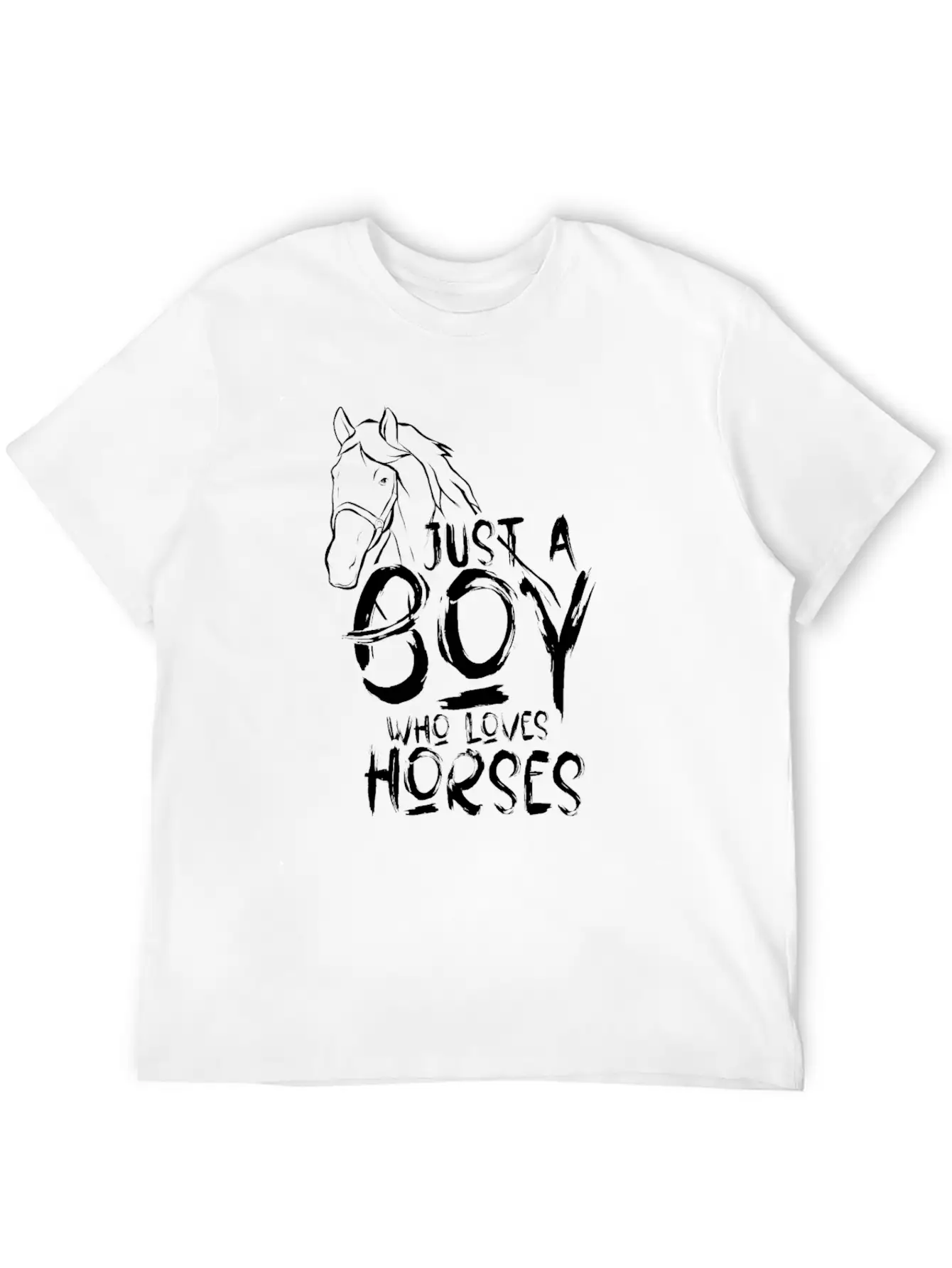Just A Boy Who Loves Horses Horseman Horse Rider Basic Graphic T-Shirt ¨C Daily Comfort In Soft Cotton