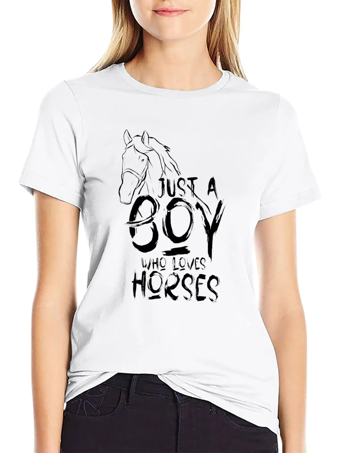 Just A Boy Who Loves Horses Horseman Horse Rider Basic Graphic T-Shirt ¨C Daily Comfort In Soft Cotton