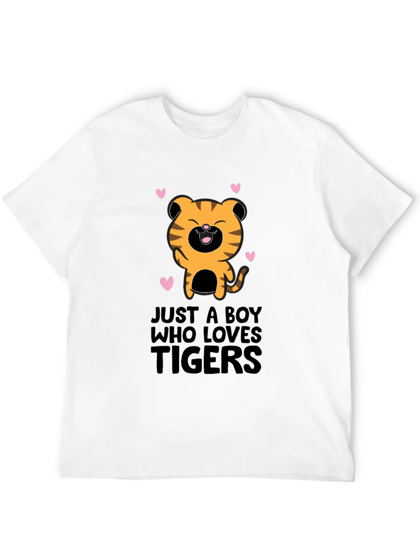 Just A Boy Who Loves Tigers Essential Cotton Tee For Daily Outfits ¨C Unisex Style