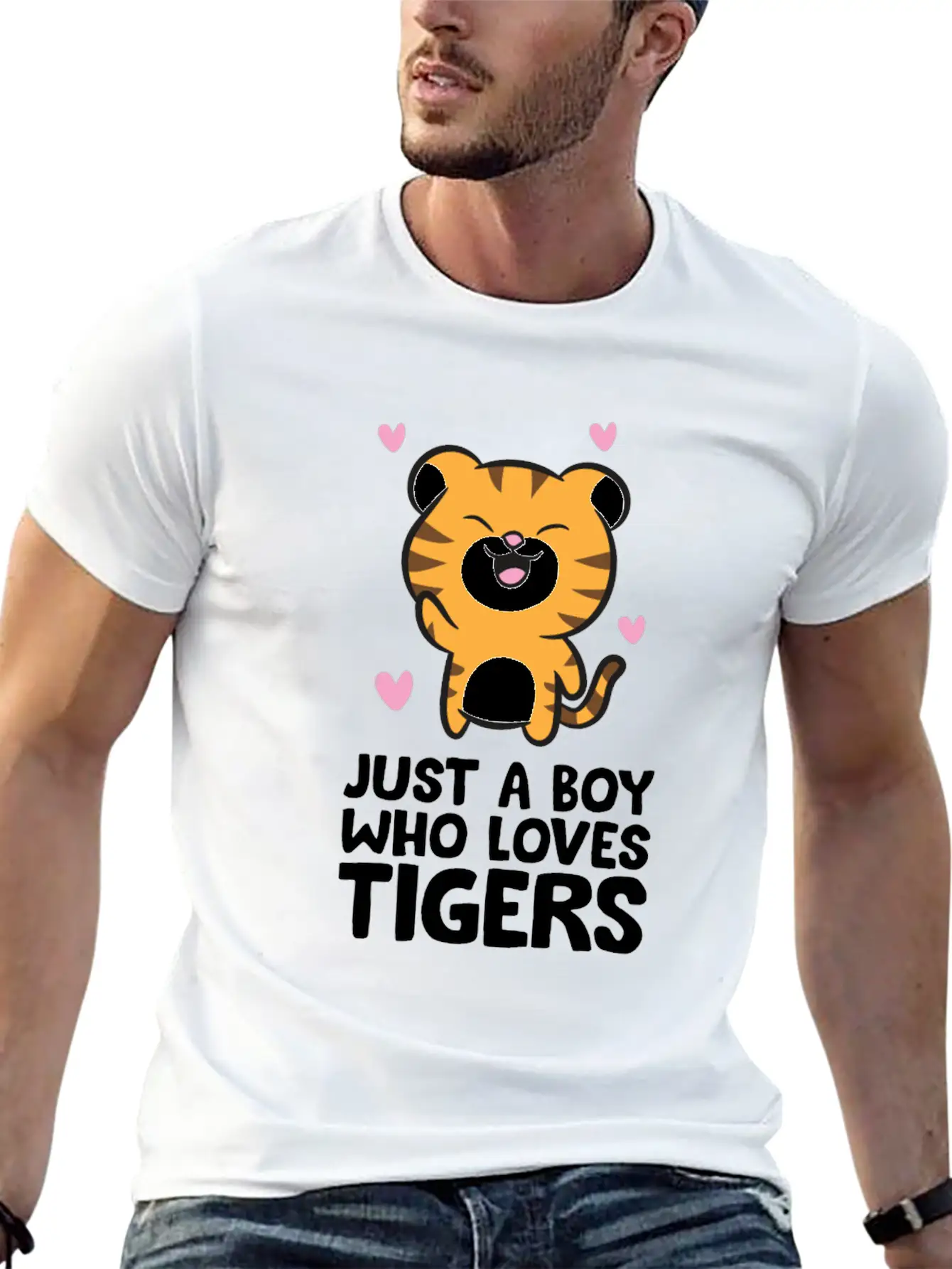 Just A Boy Who Loves Tigers Essential Cotton Tee For Daily Outfits ¨C Unisex Style