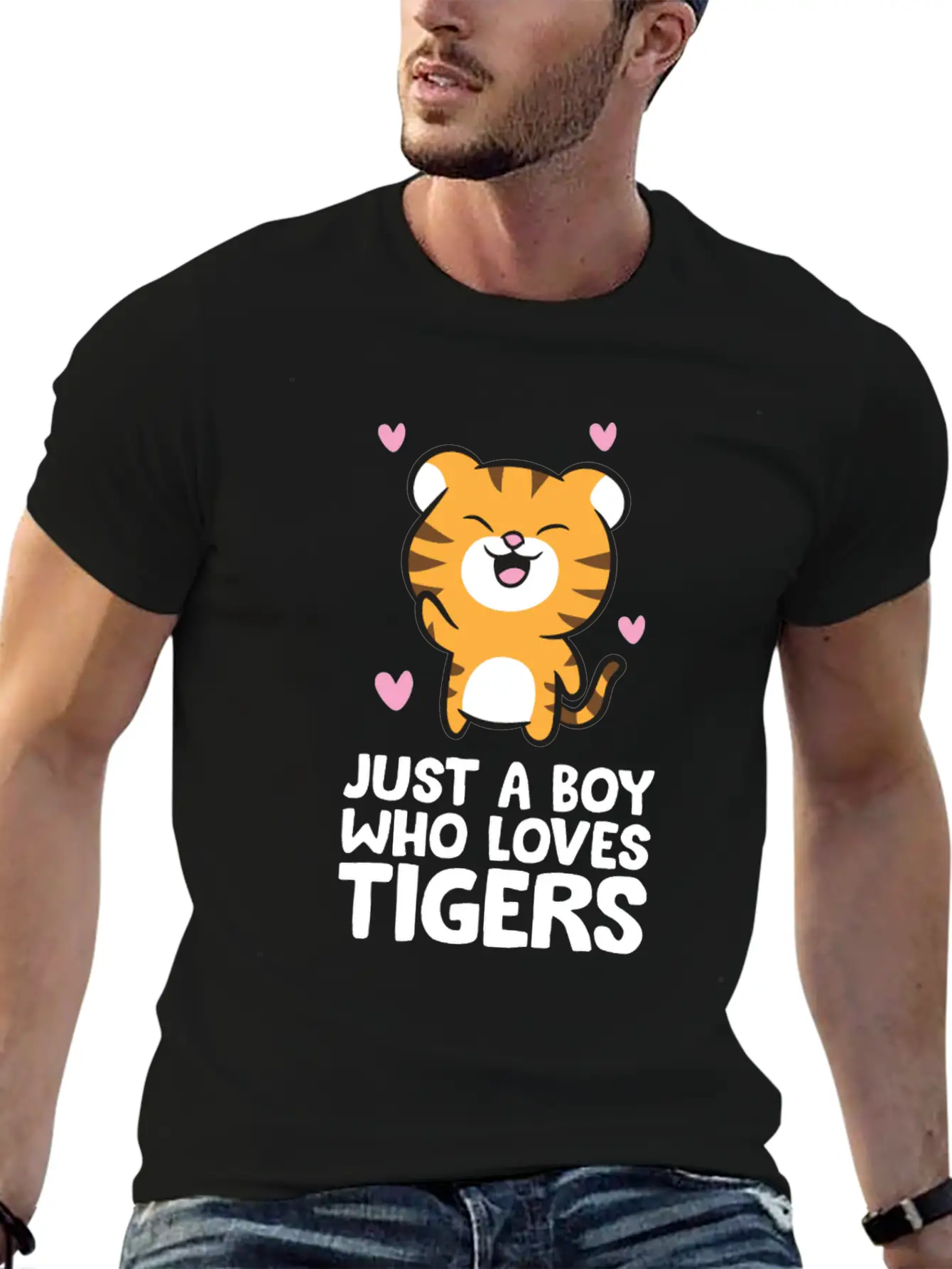 Just A Boy Who Loves Tigers Essential Cotton Tee For Daily Outfits ¨C Unisex Style