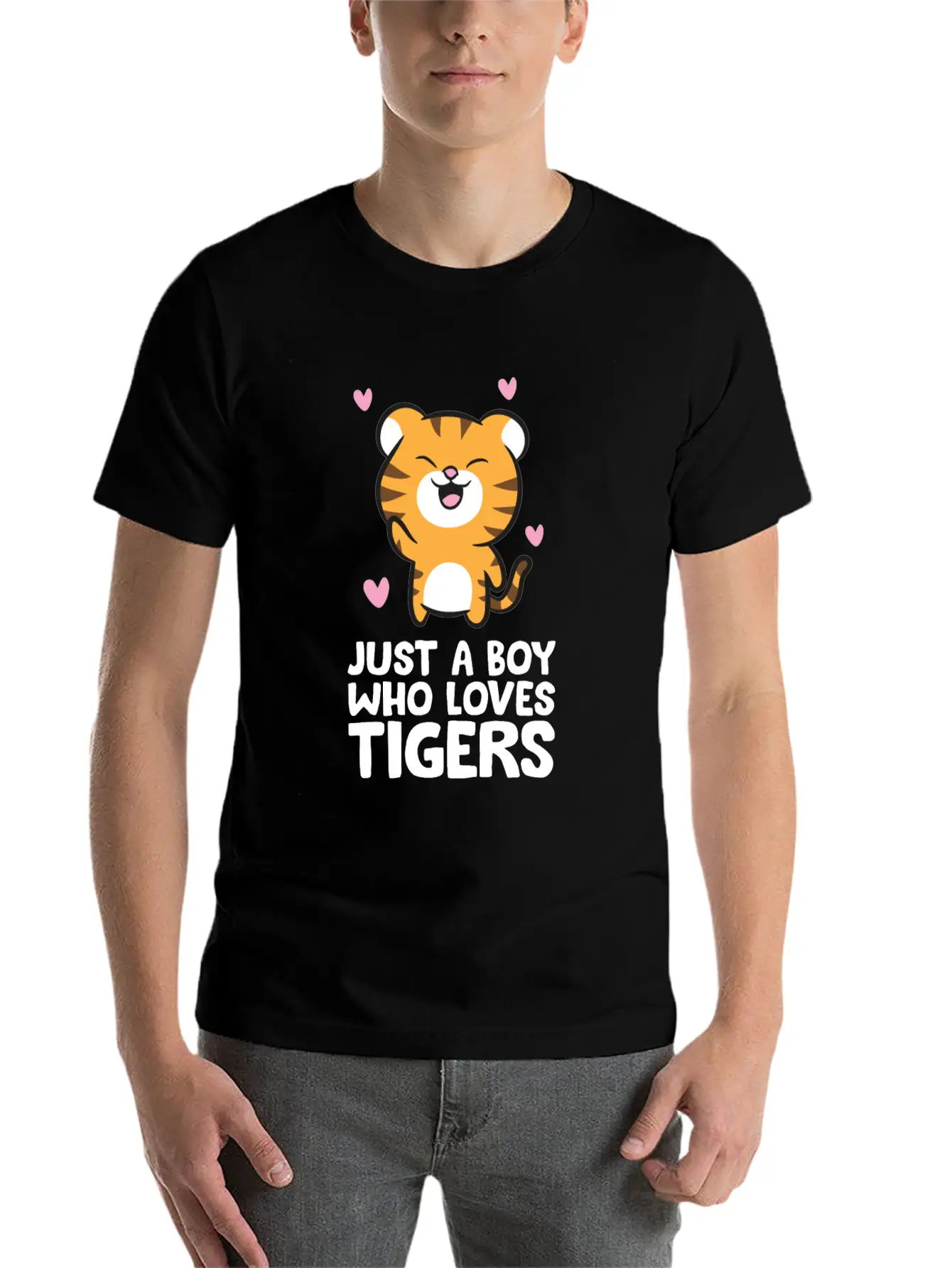 Just A Boy Who Loves Tigers Essential Cotton Tee For Daily Outfits ¨C Unisex Style