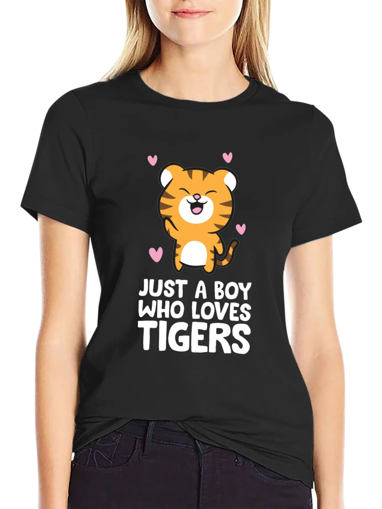 Just A Boy Who Loves Tigers Essential Cotton Tee For Daily Outfits ¨C Unisex Style