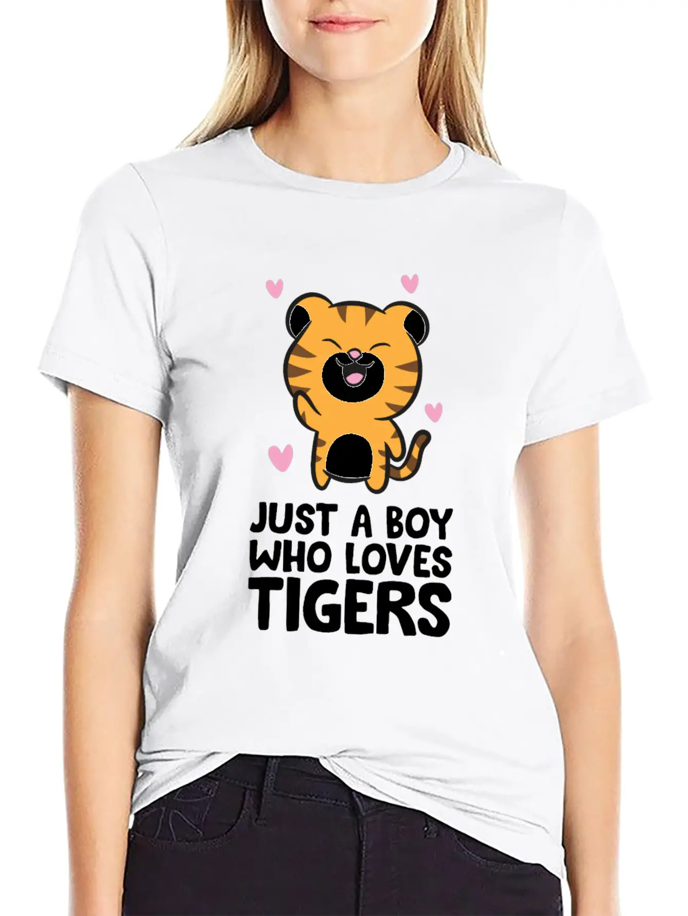 Just A Boy Who Loves Tigers Essential Cotton Tee For Daily Outfits ¨C Unisex Style