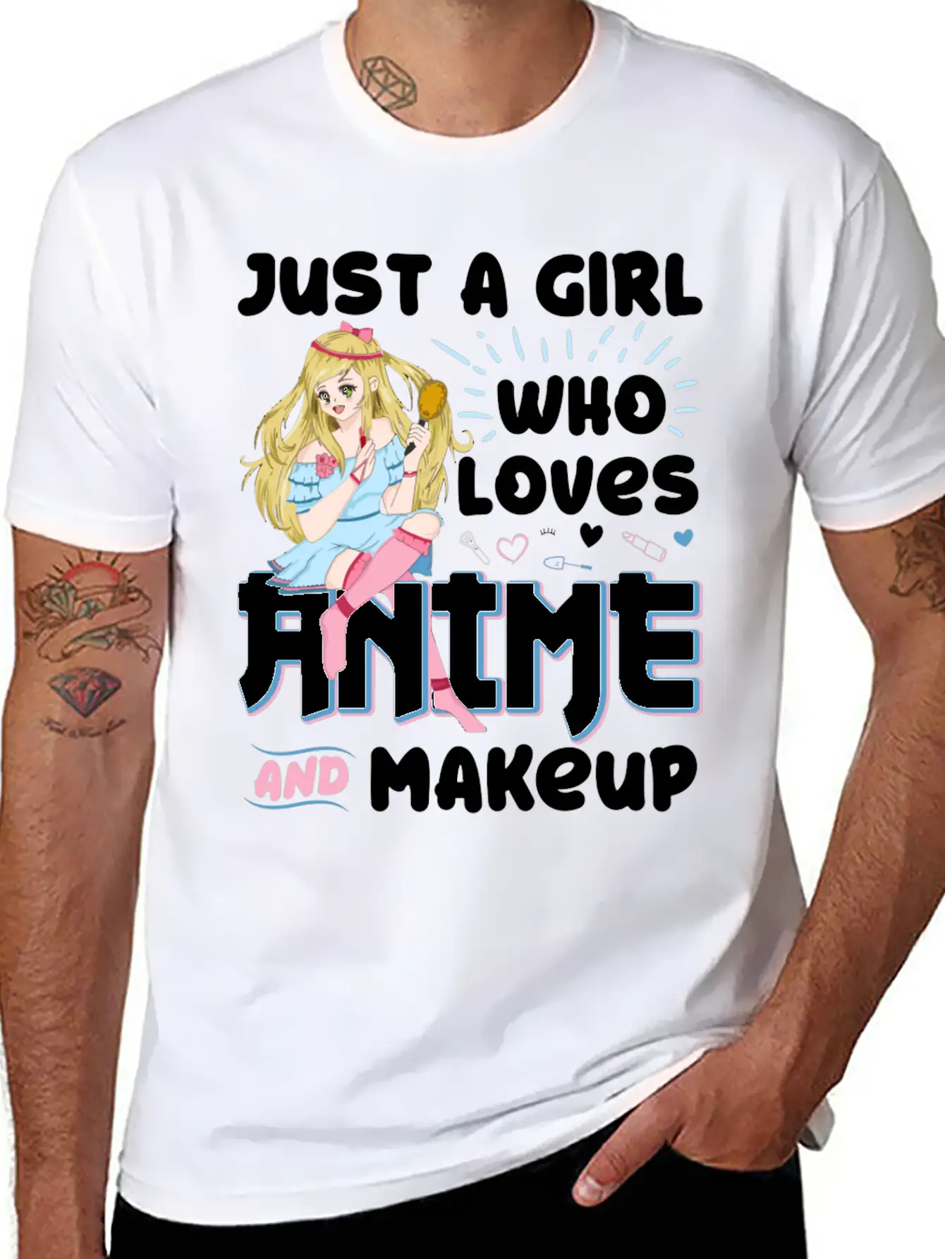 Just A Girl Who Loves Anime And Makeup Gift Charac Basic Graphic T-Shirt ¨C Daily Comfort In Soft Cotton