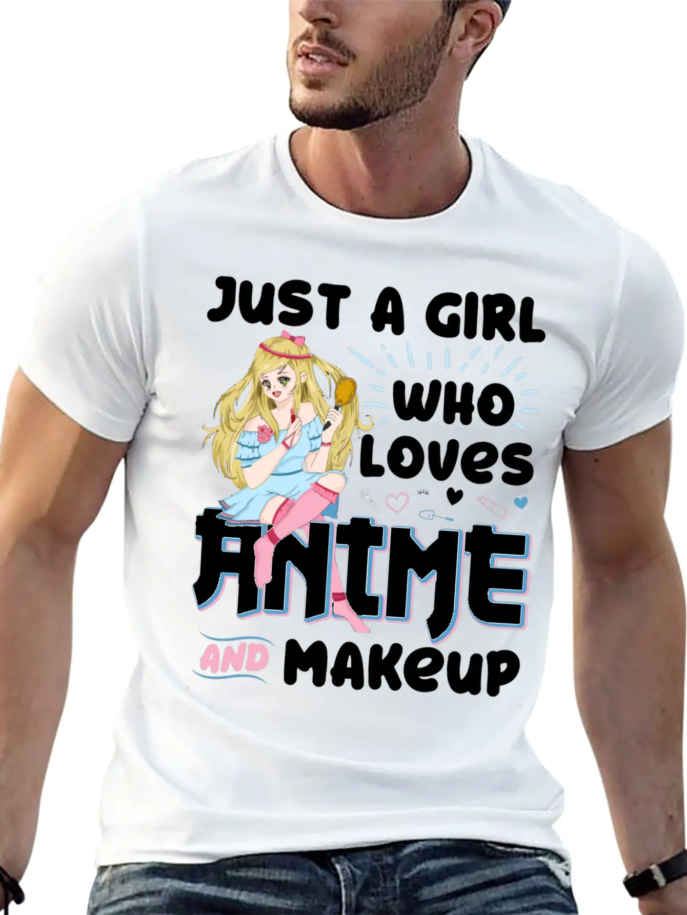 Just A Girl Who Loves Anime And Makeup Gift Charac Basic Graphic T-Shirt ¨C Daily Comfort In Soft Cotton