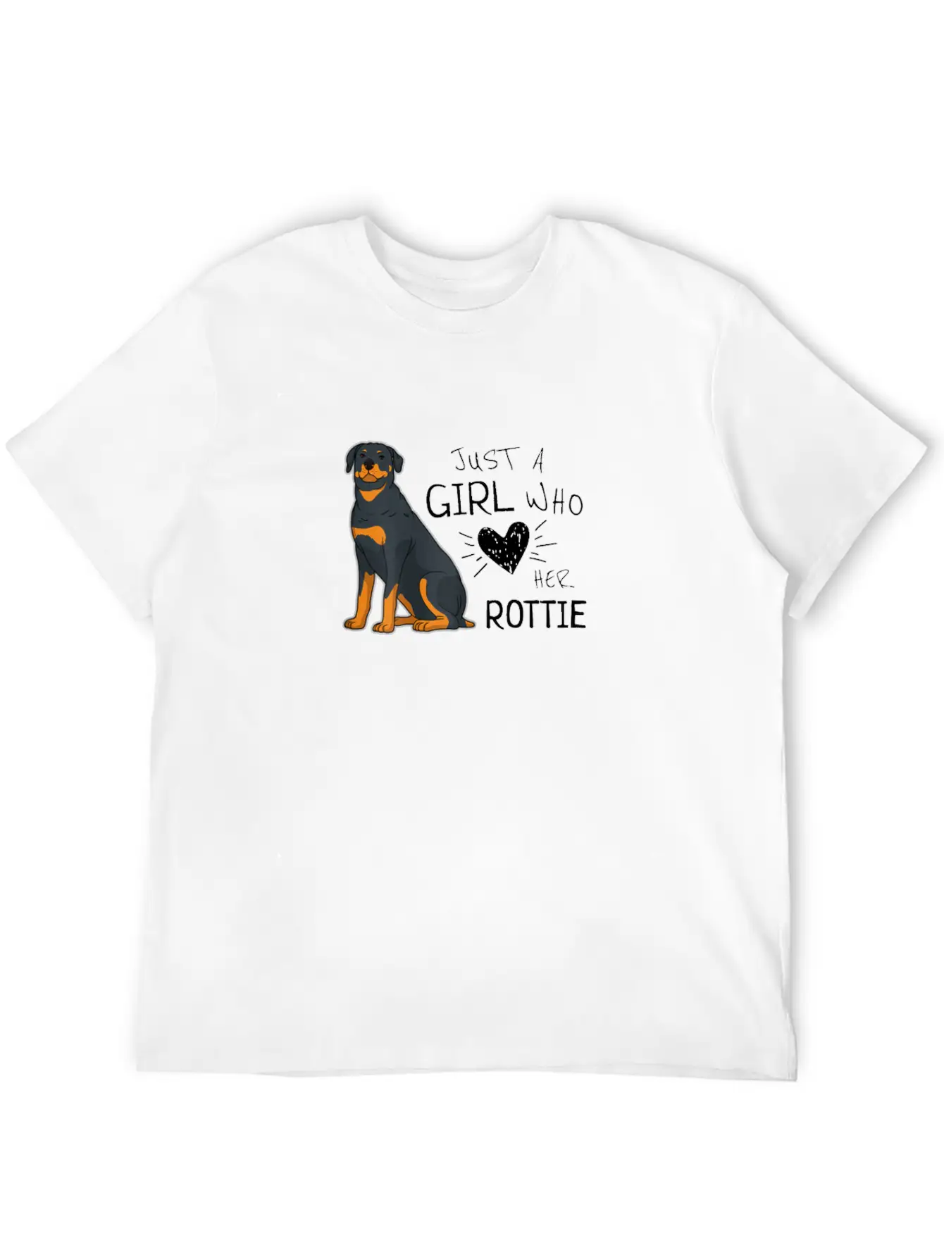 Just A Girl Who Loves Her Rottie Rottweiler Dog Basic Graphic T-Shirt ¨C Daily Comfort In Soft Cotton