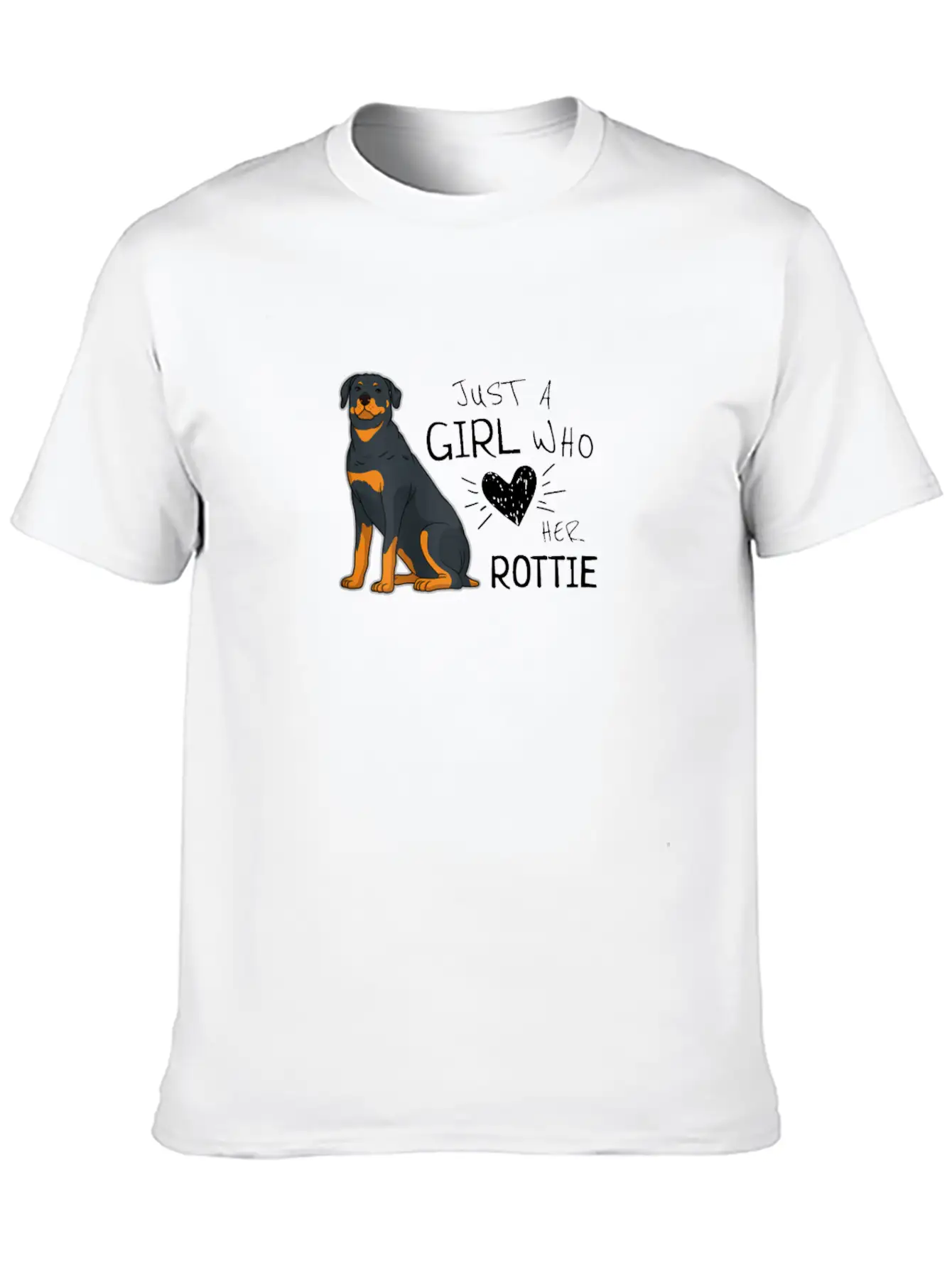 Just A Girl Who Loves Her Rottie Rottweiler Dog Basic Graphic T-Shirt ¨C Daily Comfort In Soft Cotton