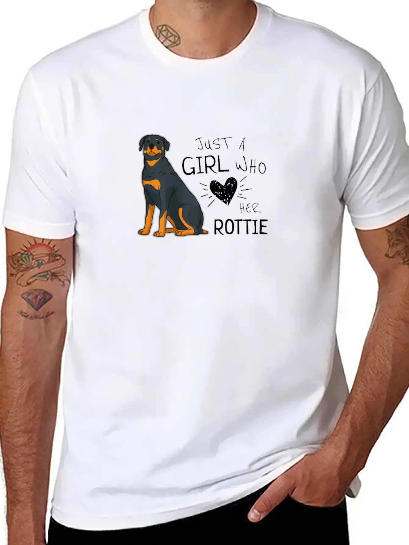 Just A Girl Who Loves Her Rottie Rottweiler Dog Basic Graphic T-Shirt ¨C Daily Comfort In Soft Cotton