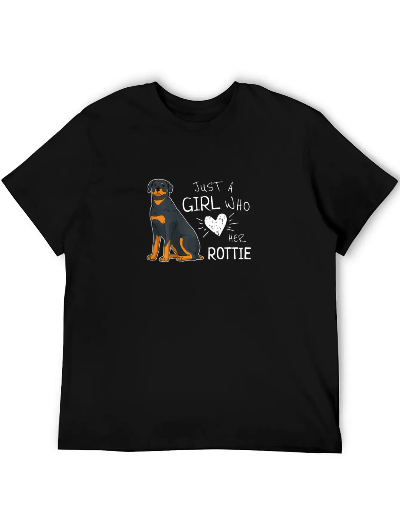 Just A Girl Who Loves Her Rottie Rottweiler Dog Basic Graphic T-Shirt ¨C Daily Comfort In Soft Cotton