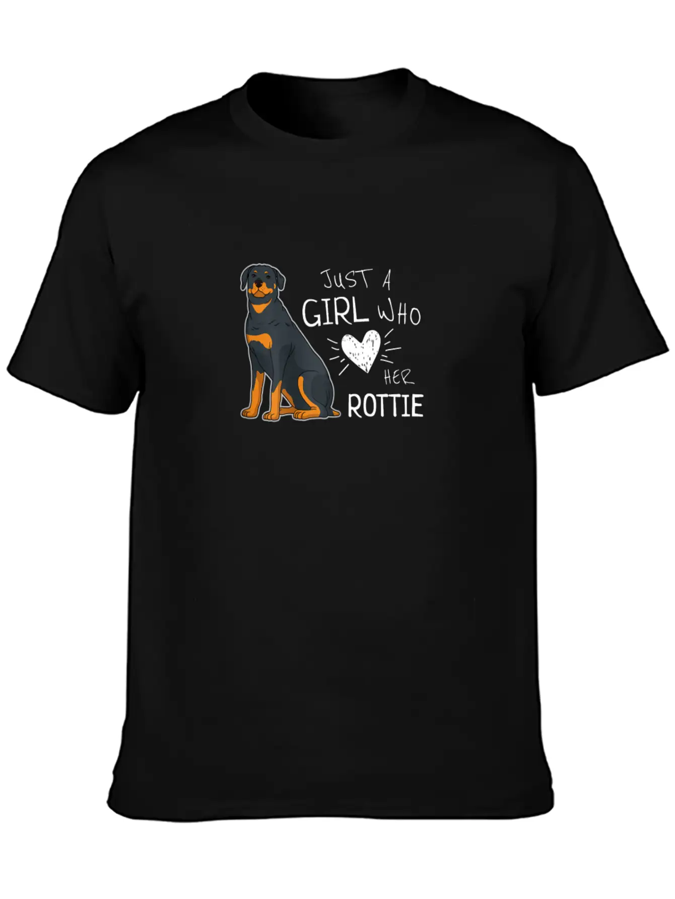 Just A Girl Who Loves Her Rottie Rottweiler Dog Basic Graphic T-Shirt ¨C Daily Comfort In Soft Cotton