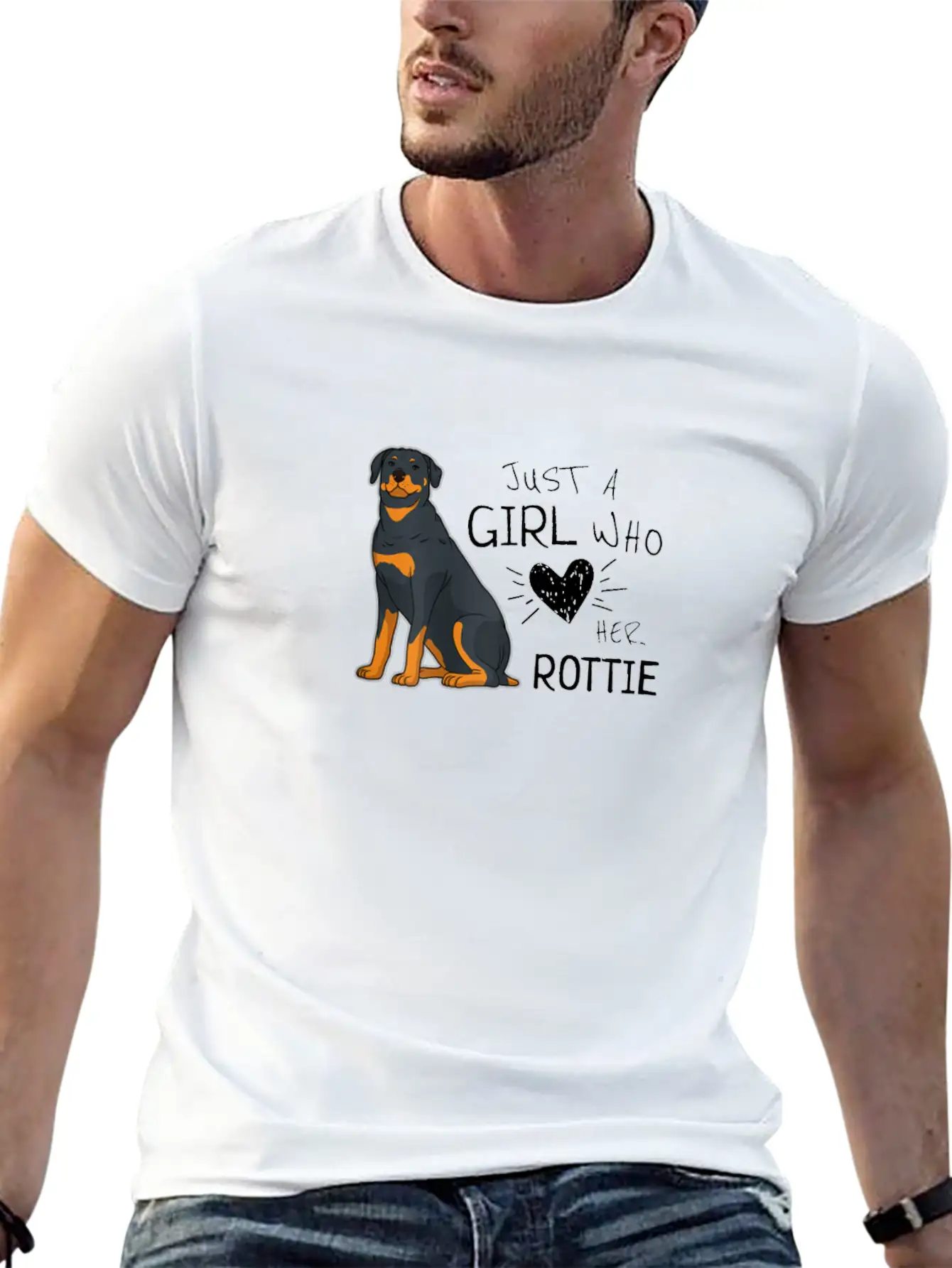 Just A Girl Who Loves Her Rottie Rottweiler Dog Basic Graphic T-Shirt ¨C Daily Comfort In Soft Cotton