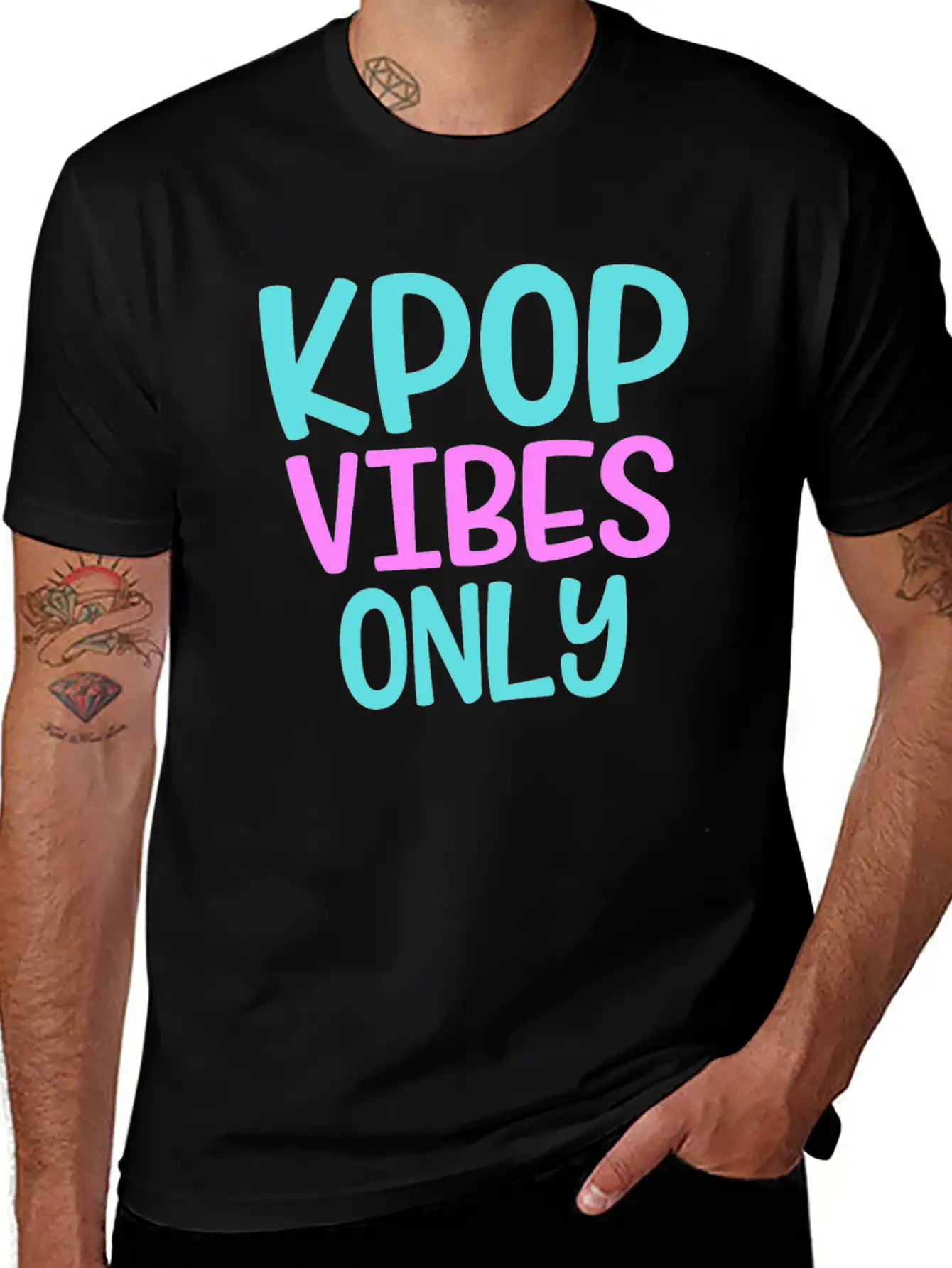 K-Pop Vibes Only Korean Music Merchandise Basic Graphic T-Shirt ¨C Daily Comfort In Soft Cotton
