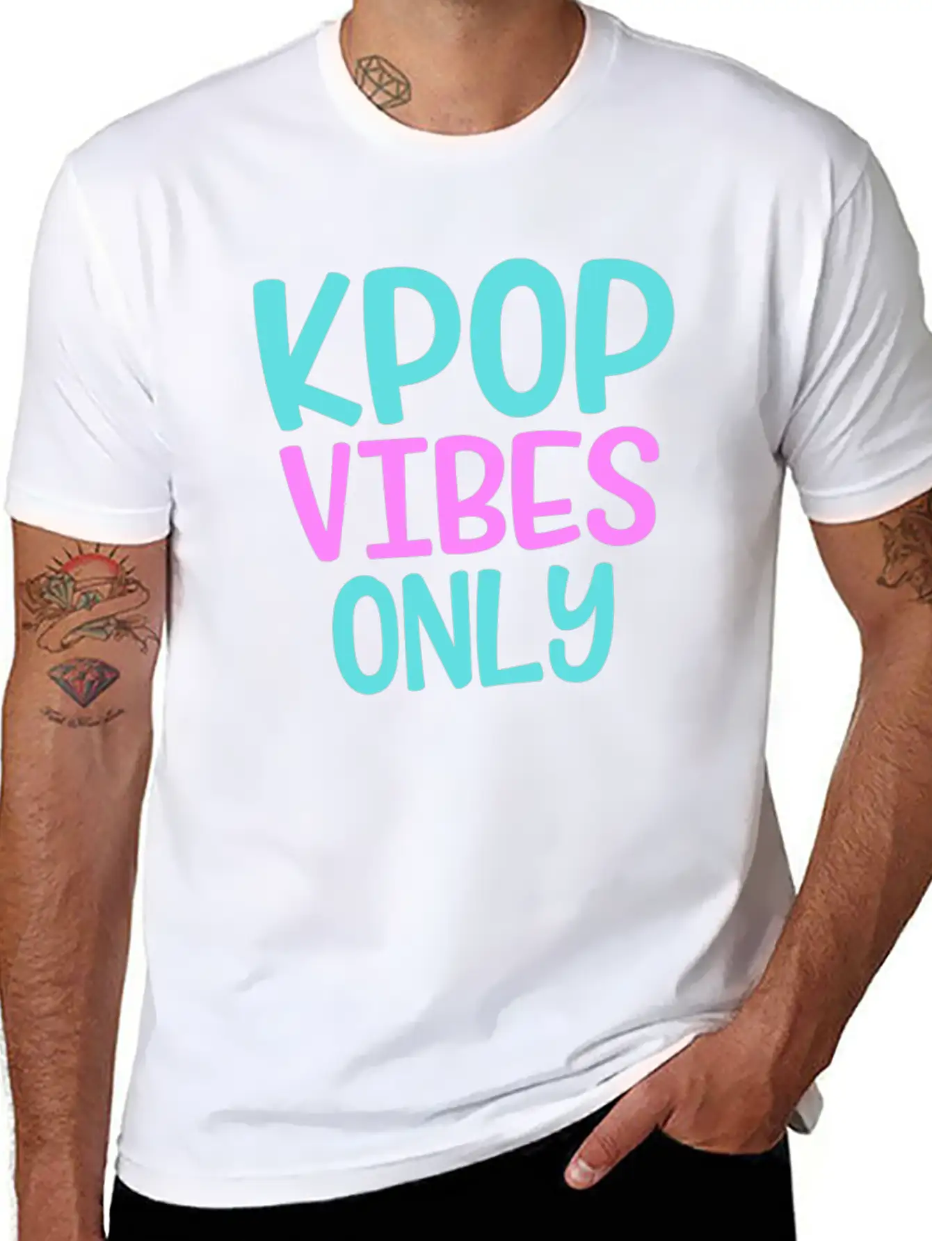 K-Pop Vibes Only Korean Music Merchandise Basic Graphic T-Shirt ¨C Daily Comfort In Soft Cotton