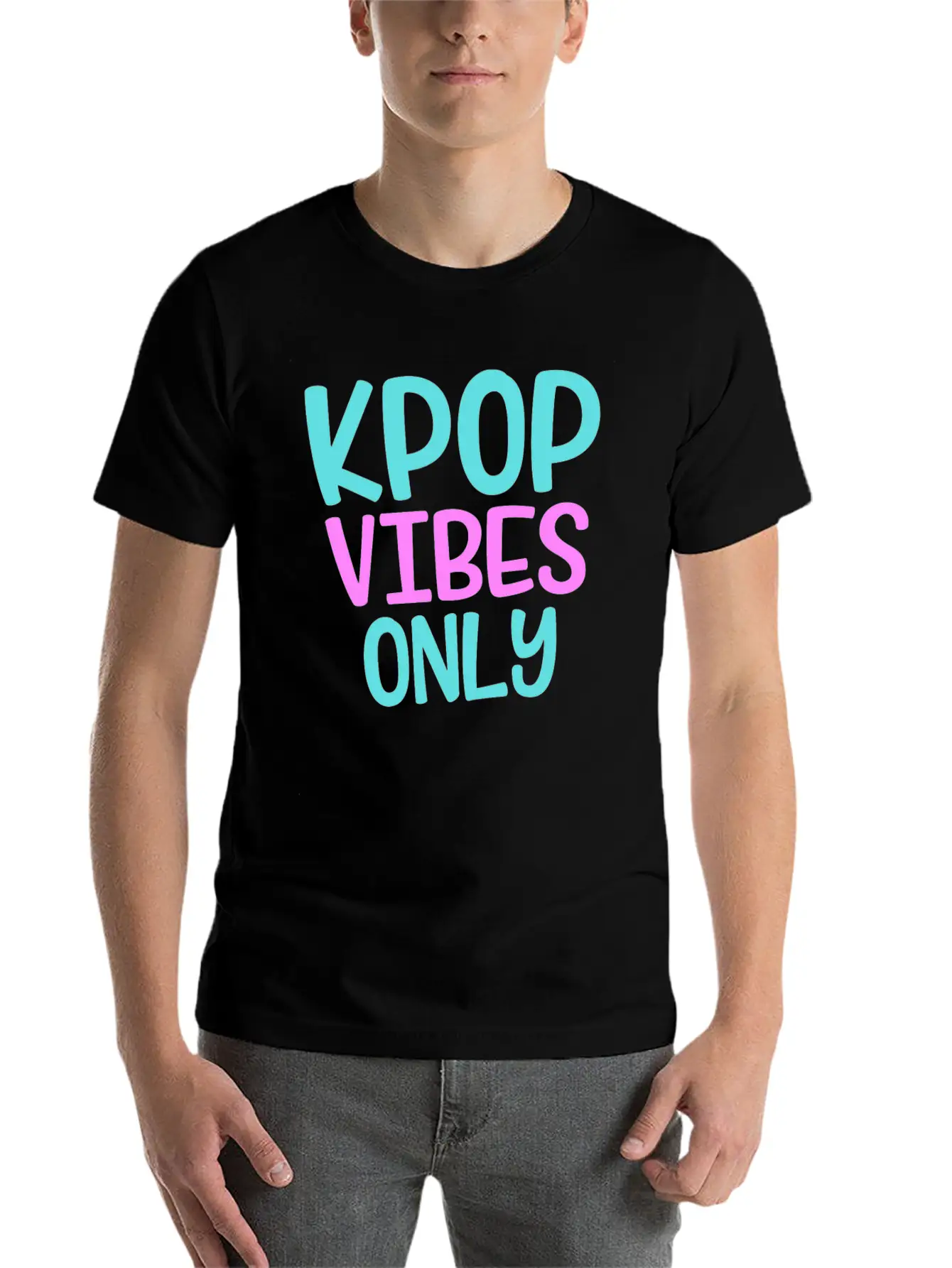 K-Pop Vibes Only Korean Music Merchandise Basic Graphic T-Shirt ¨C Daily Comfort In Soft Cotton