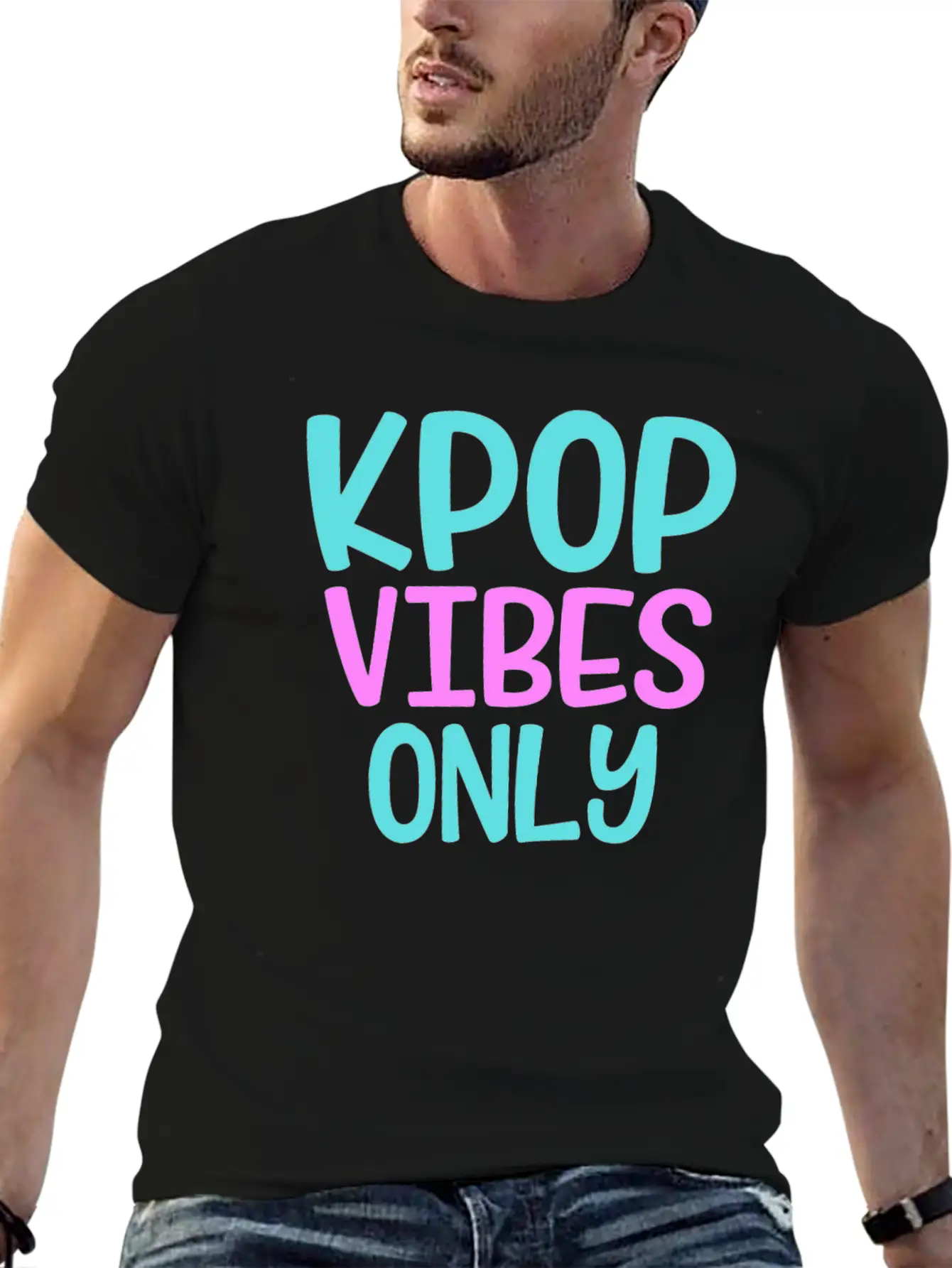 K-Pop Vibes Only Korean Music Merchandise Basic Graphic T-Shirt ¨C Daily Comfort In Soft Cotton