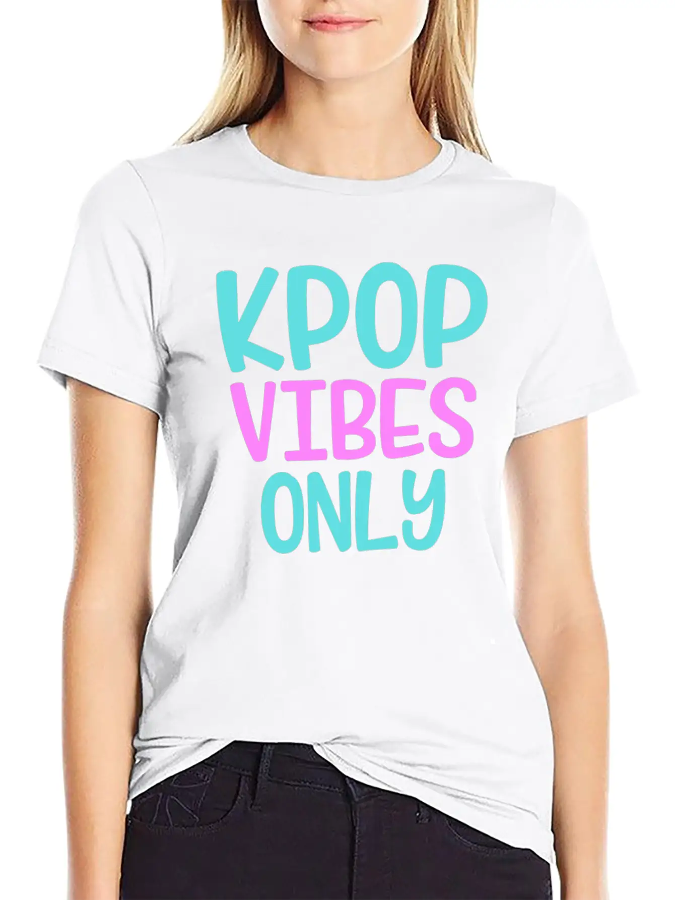 K-Pop Vibes Only Korean Music Merchandise Basic Graphic T-Shirt ¨C Daily Comfort In Soft Cotton