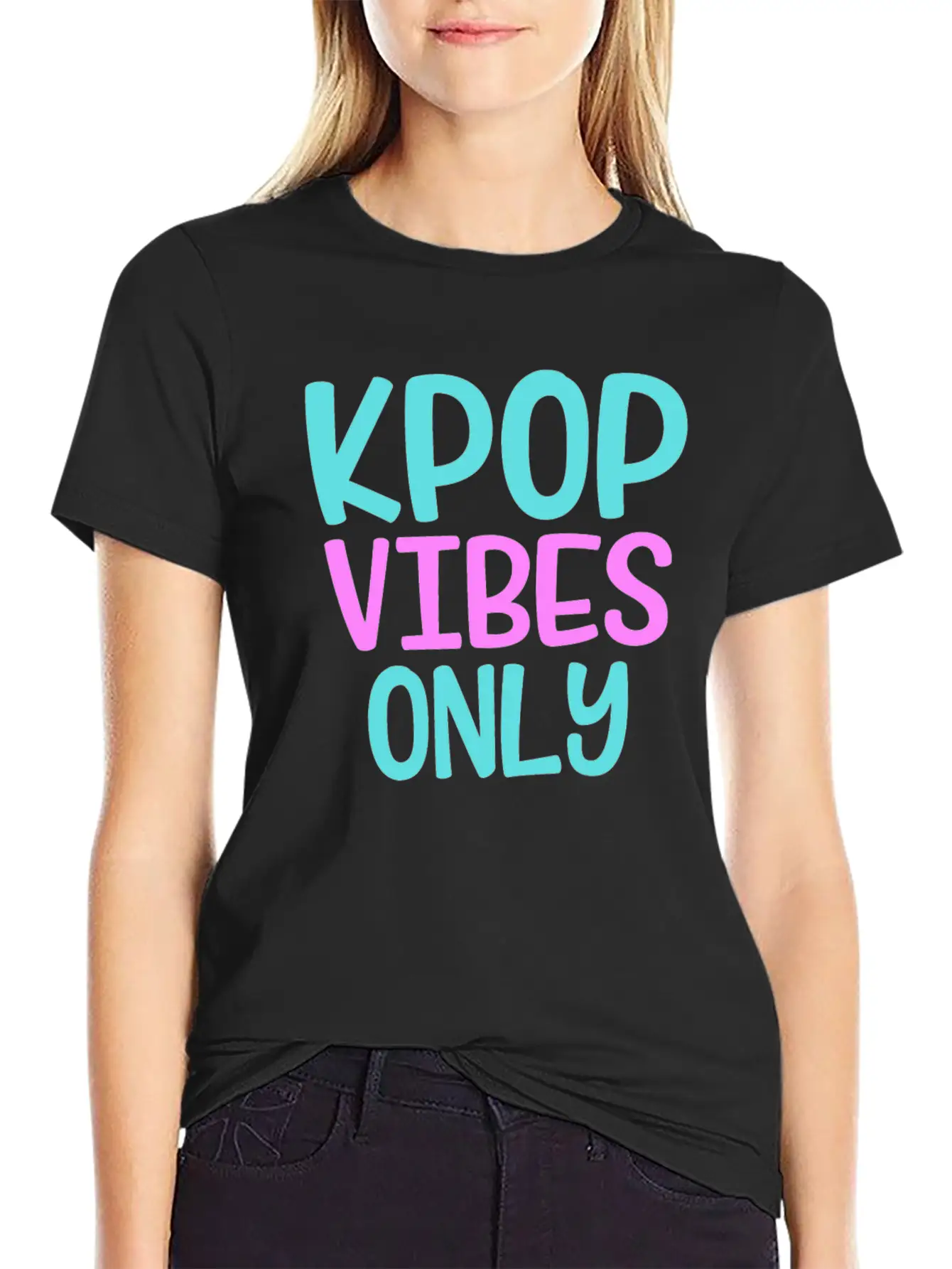 K-Pop Vibes Only Korean Music Merchandise Basic Graphic T-Shirt ¨C Daily Comfort In Soft Cotton