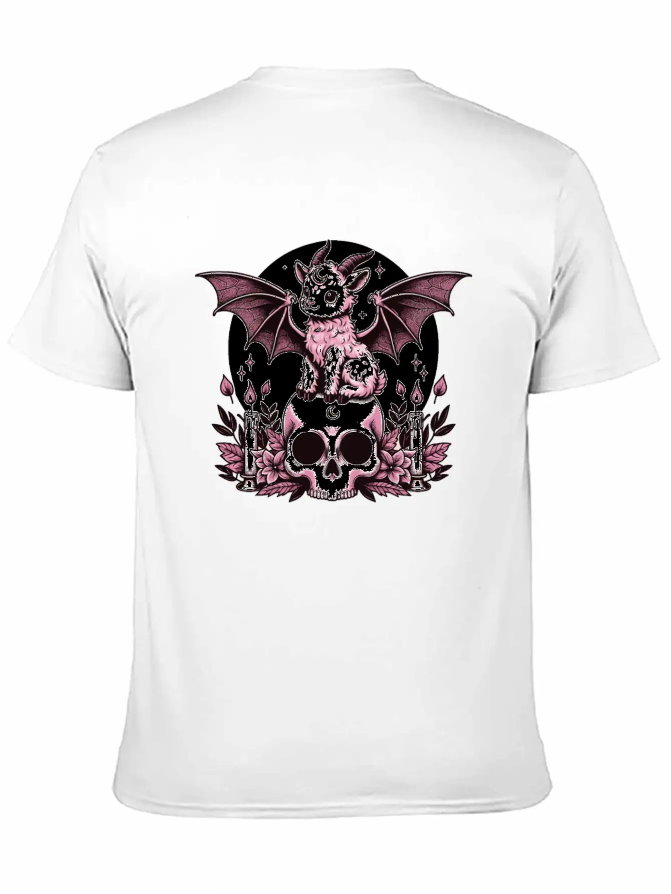 Kawaii Pastel Goth Cute Creepy Goat Bat Essential Cotton Tee For Daily Outfits ¨C Unisex Style