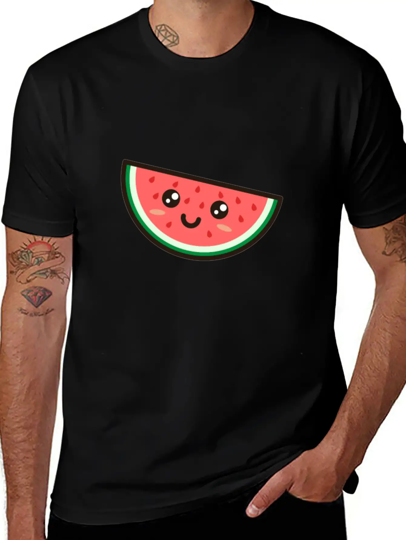 Kawaii Watermelon Basic Graphic T-Shirt ¨C Daily Comfort In Soft Cotton
