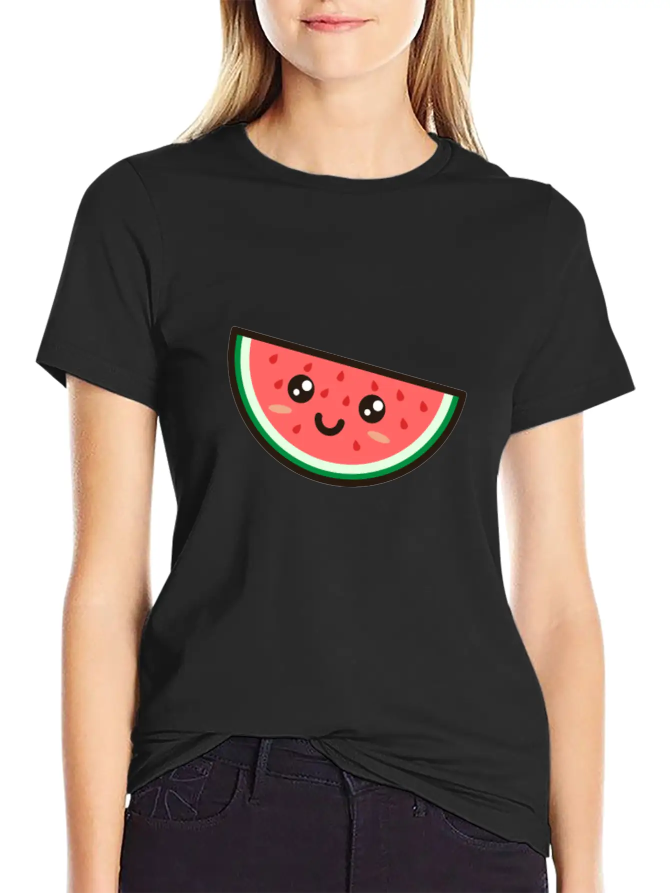 Kawaii Watermelon Basic Graphic T-Shirt ¨C Daily Comfort In Soft Cotton