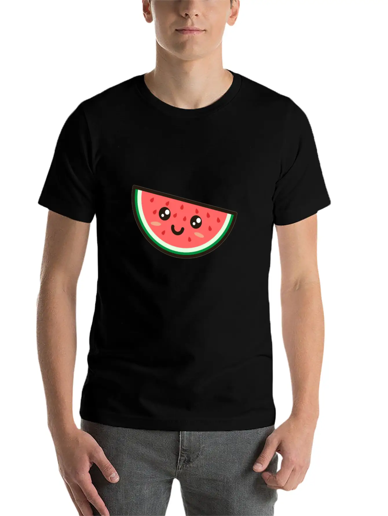 Kawaii Watermelon Basic Graphic T-Shirt ¨C Daily Comfort In Soft Cotton
